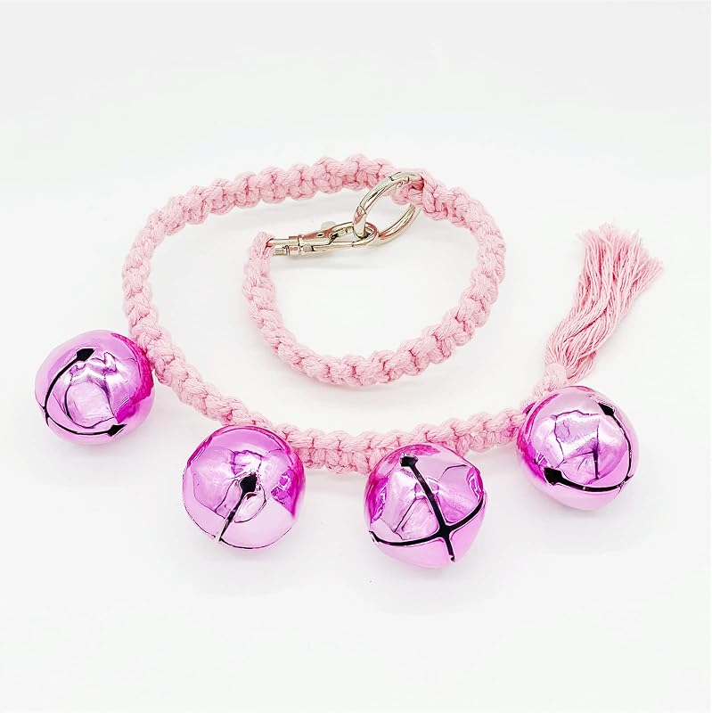 Campainha para Treinamento de Cães com Corda Trançada Ajustável DORUI Rosa Pequena