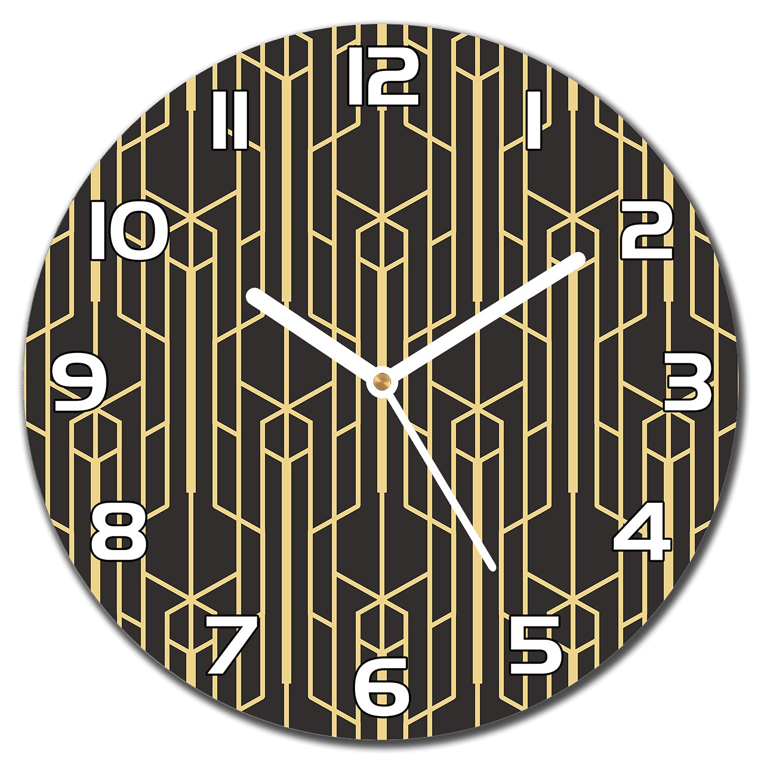 Horloge en verre aiguilles blanches lisible pour mur sombre ou cuisine