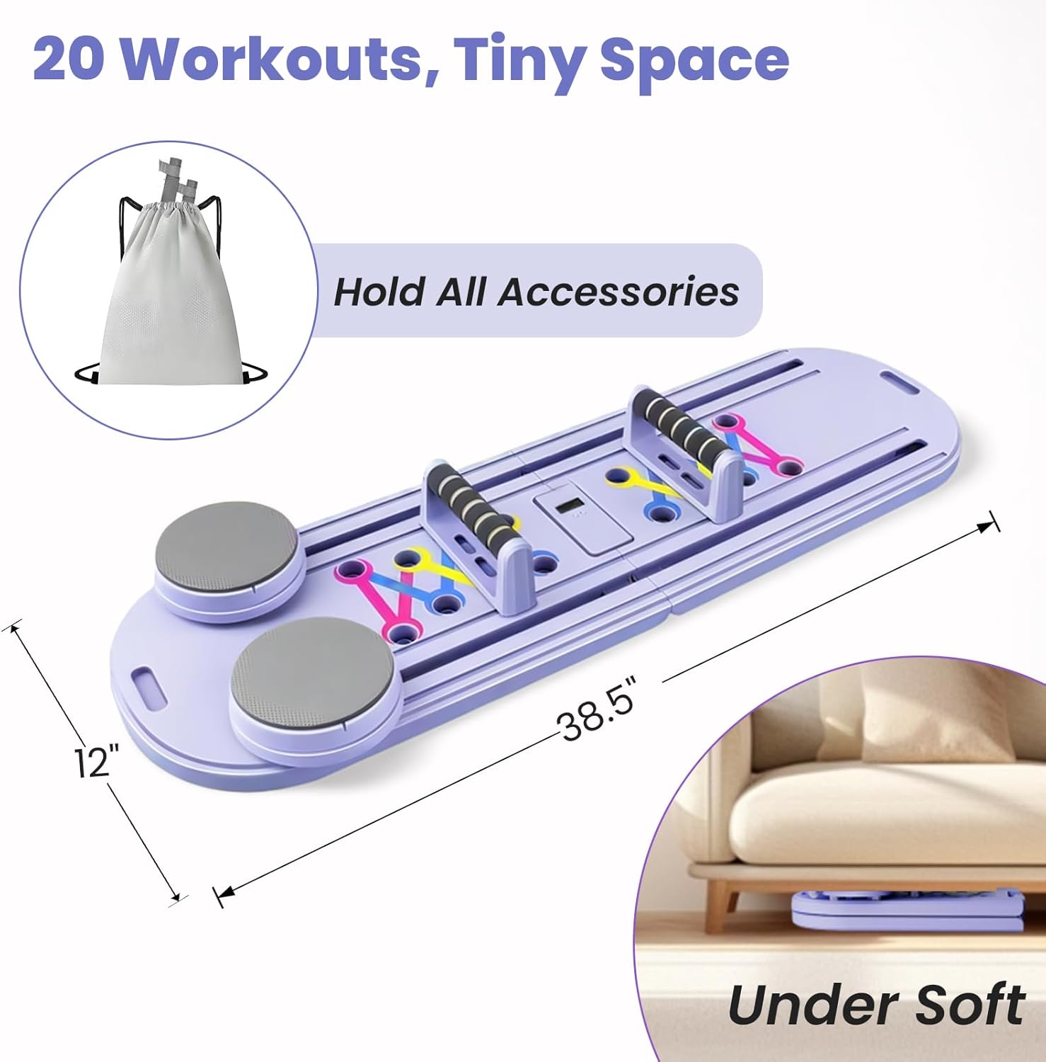 Pilates Board-Pilates Reformer Set 6 in 1 Multifunctional Abdominal Pilates Board for Home Workout Equipment, Foldable Pilates Portable Reformer Machine, Ab Board Trainer for Women