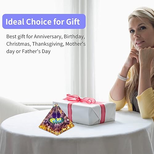 Miniatura 7 de Pirámide de orgón hecha a mano para energía positiva, pirámide de esfera de cristal de amatista, generador de energía de cristales de protección,