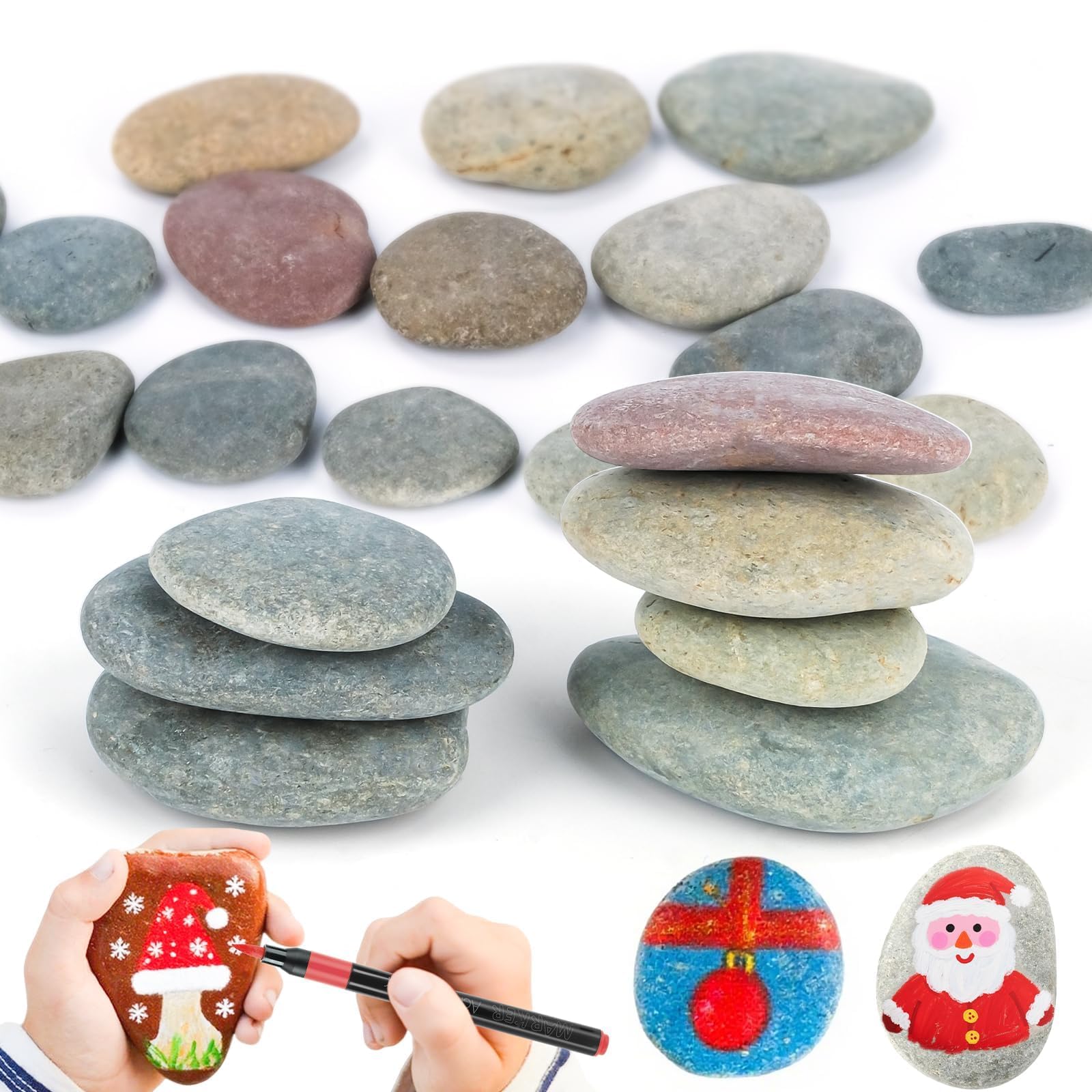 Piedras Para Pintar 18 Uds | Naturales De Río De 3 A 8 Cm | Superficie Lisa Sin Pulir | Ideales Para Manualidades Y Decoración