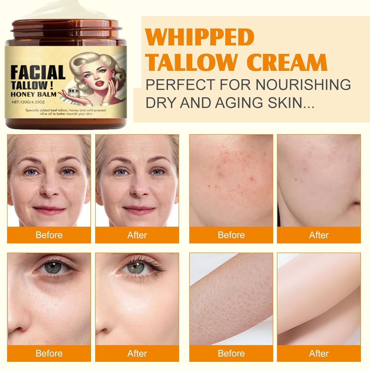 Cebo de Res para La Cara Original, Sebo de Res para La Cara, Crema de Cebo de Res para La Cara, Hidratación y Alimentación Profunda, Absorbente Rápido, Face Moisturizer Cream, 4.23oz/120g - Image 6