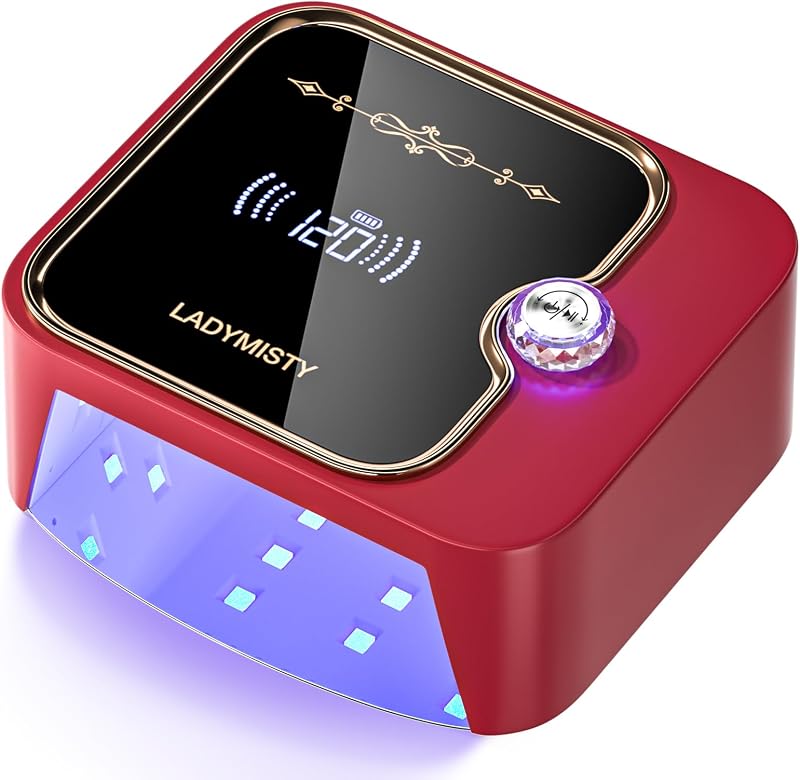 268W Low Heat UV Nail Lamp Cordless, Fast Curing Rechargeable LED Nail Lamp with LCD Display & Knob, No Burn Professional Nail Dryer for Gel Polish Home Salon Gifts for Women