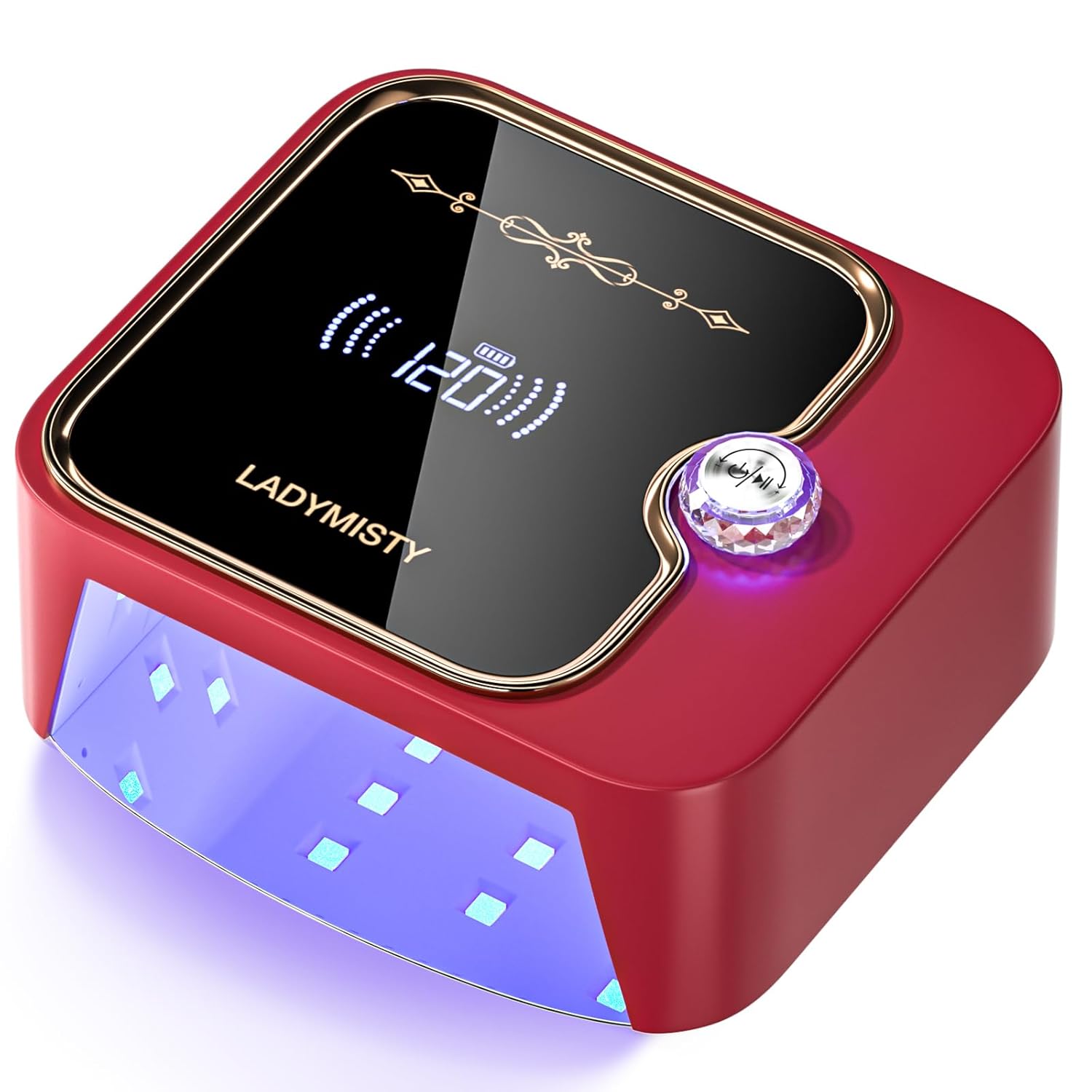 268W UV Nail Lamp Cordless, Rechargeable UV Light for Gel Nails with Convenient Knob & Full LCD Display Screen, Portable LED Nail Lamp, Professional Nail Dryer for Nail Salon & Home Use