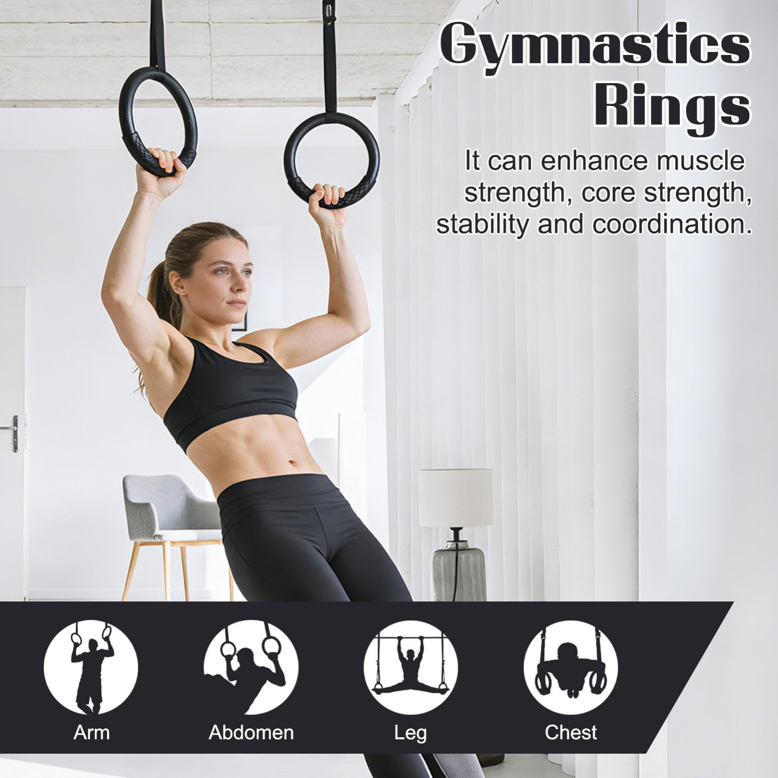 Anelli Ginnici Fitness 1 Paio Abs Neri per Allenamento