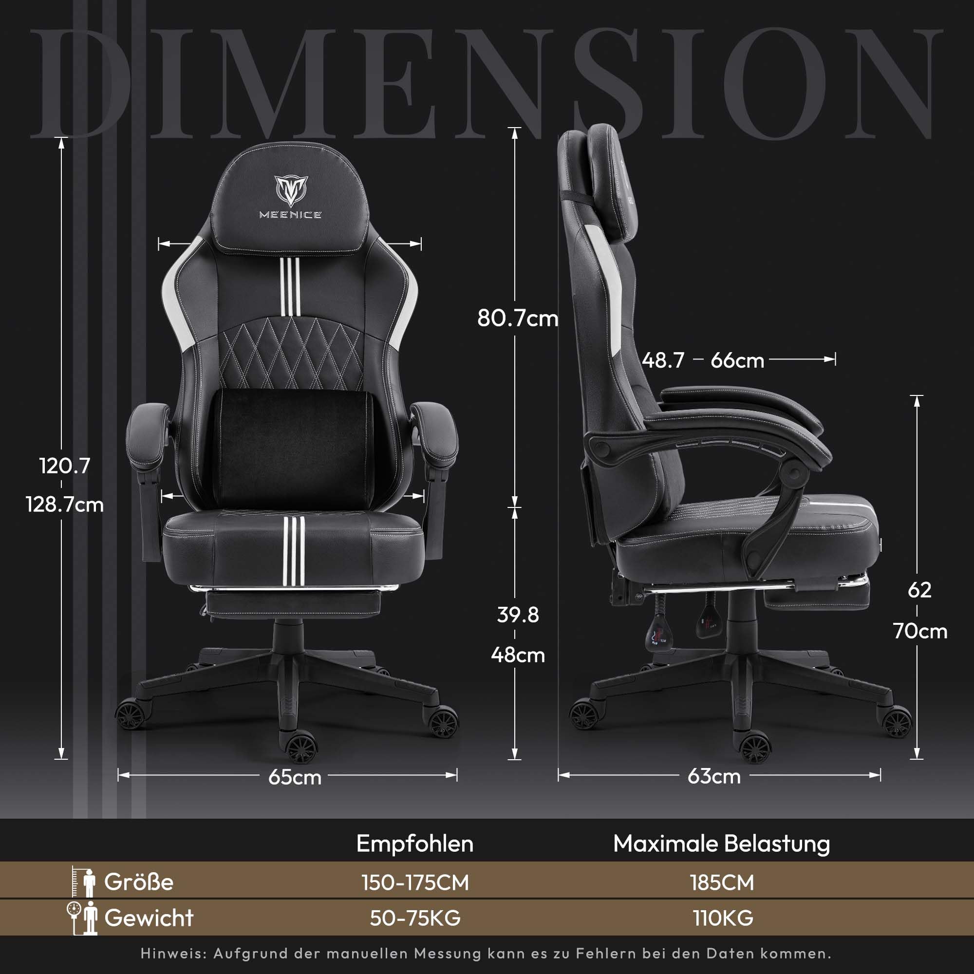 Silla de gaming con cojín de muelles ensacados y gel de refrigeración, sillón de masaje para juegos con reposapiés, silla ergonómica de juego de espalda alta para adultos, negro y blanco