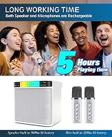 EASJOY Karaoke Rendszer 2 Mikrofonnal Bluetooth Hordozható PA Hangszóró LED Fénnyel 5