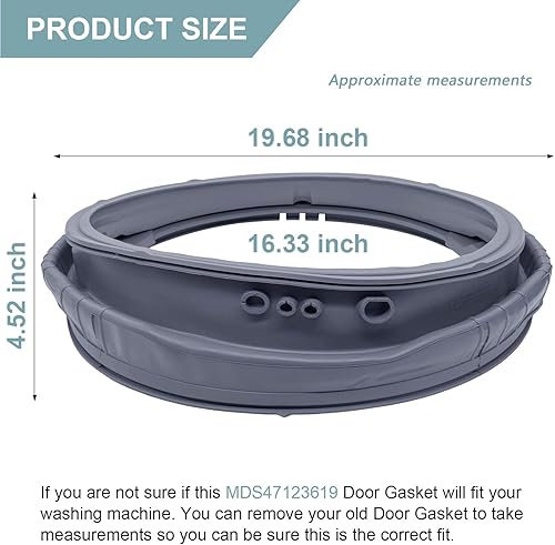 Miniatura 6 de MDS47123619 Junta de puerta de arandela de repuesto para junta de puerta de lavadora de carga frontal Lg Junta de arranque WM3270CW00, WM3670HWA,