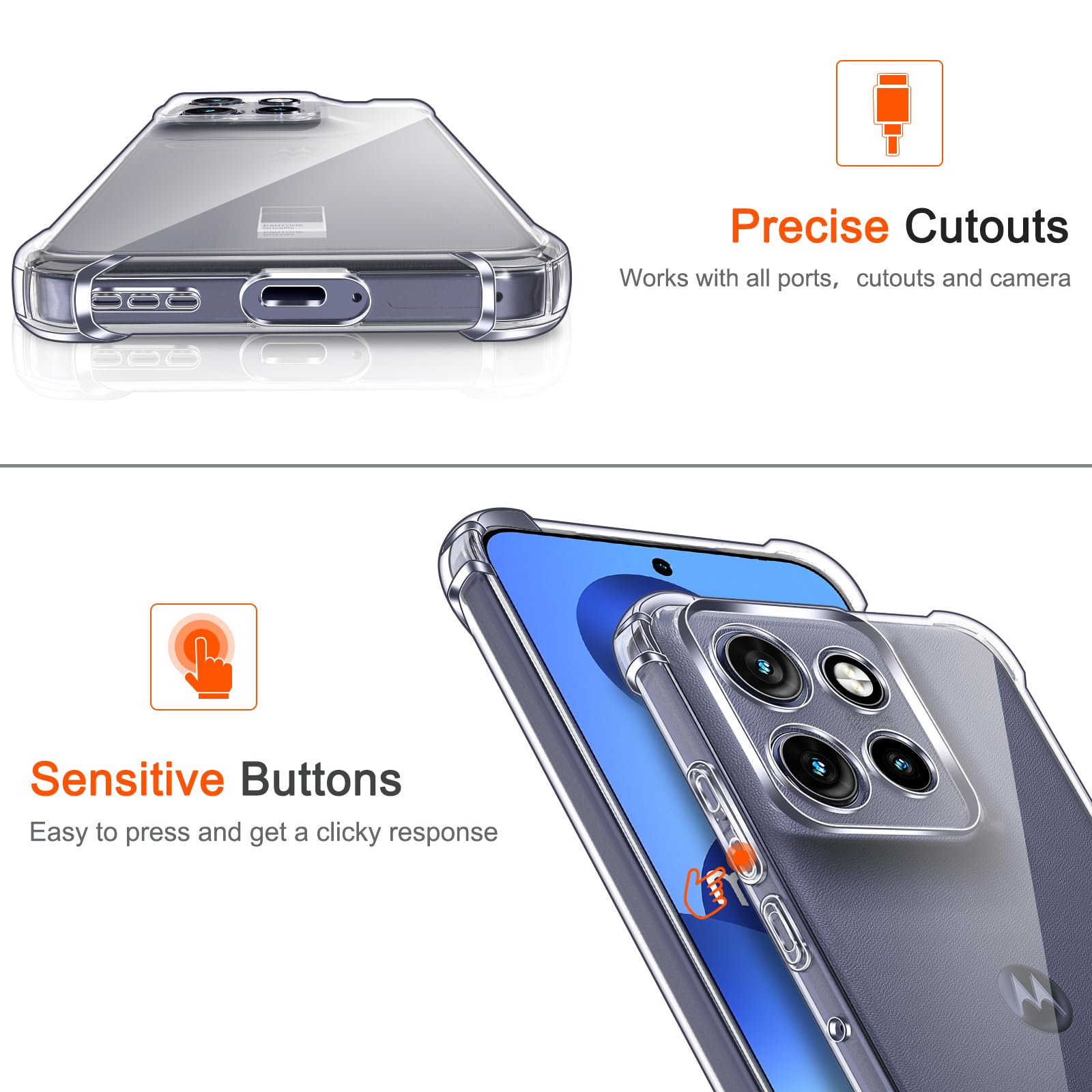 iVoler Cover per Motorola Moto Edge 60 Neo 5G / Edge 50 Neo 5G, Custodia Antiurto Trasparente per Assorbimento degli Urti con Paraurti in TPU Morbido, Sottile Morbida in Silicone TPU Protettiva Case
