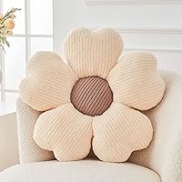 Kcvvcr Cute Flower Throw Pillow - Soft Plush Daisy Seat Cushion for Bed, Couch, Floor Decor (14.9 Inch Ivory Brown)