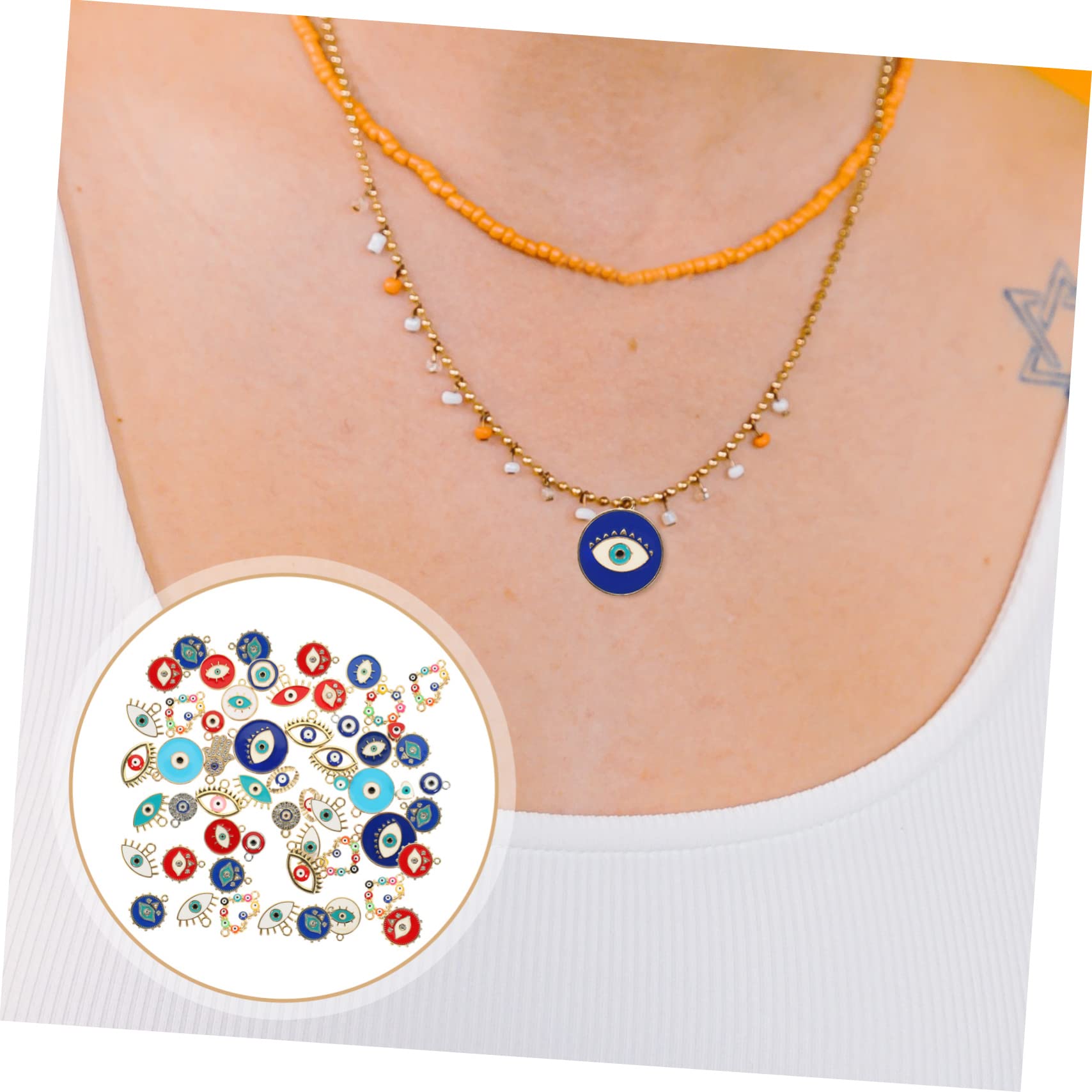 EXCEART Malocchio Arredamento Braccialetto Braccialetti Di Fascino Bracciali Fai Da Te Collane Fai Da Te Accessori Per Gioielli Fai Da Te Fascini Della Collana Della Lega