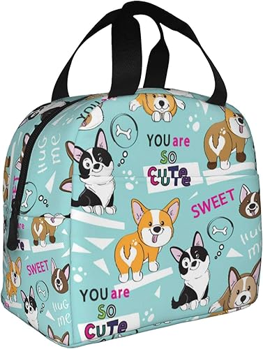 Miniatura 2 de Bolsas de almuerzo con diseño de corgi para perros, caja de almuerzo duradera, reutilizable, térmica, para mujeres, hombres, trabajo, escuela, niñas