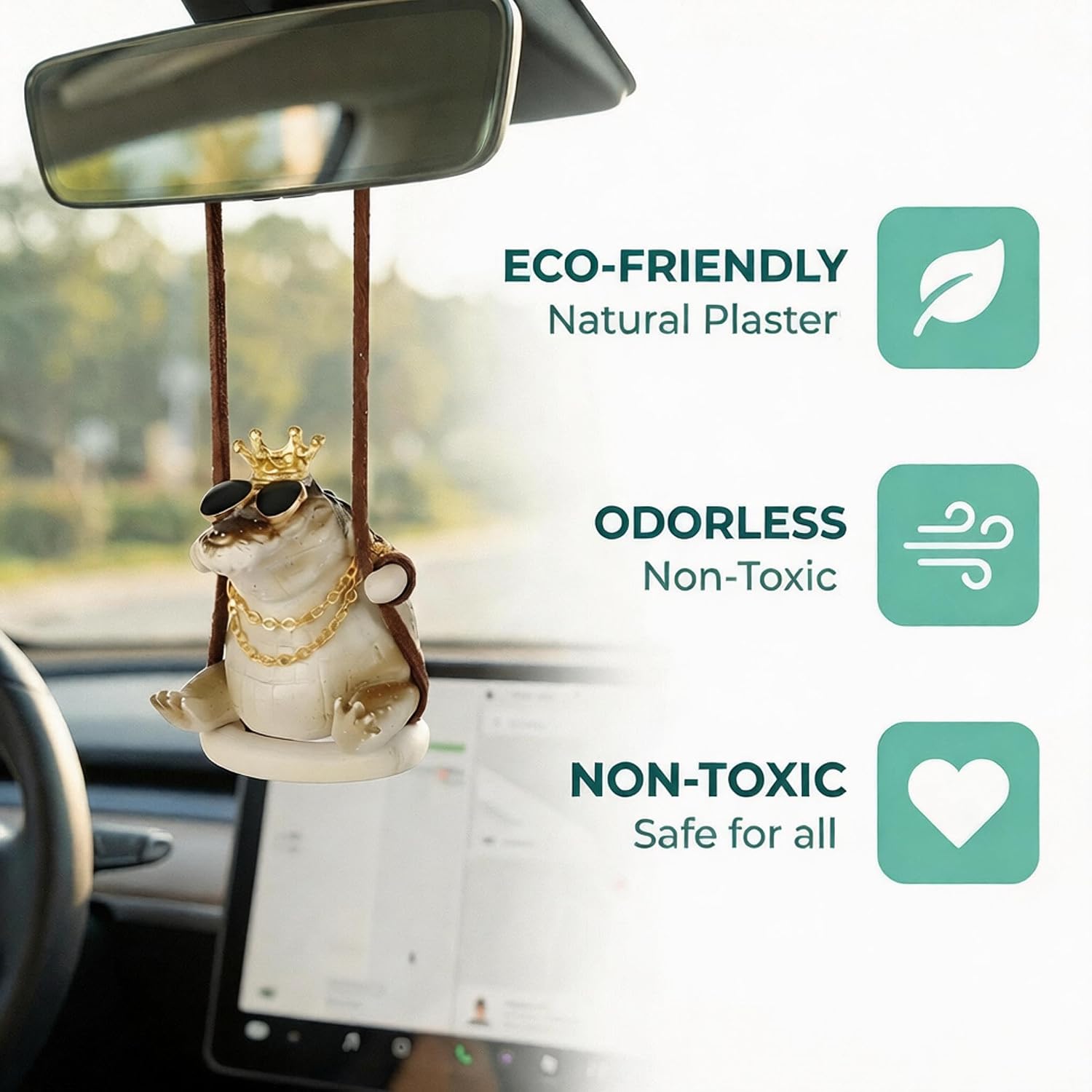 Rearview Mirror Charm, Car Hanging Ornament, Cute Crocodile Car Decor image 5