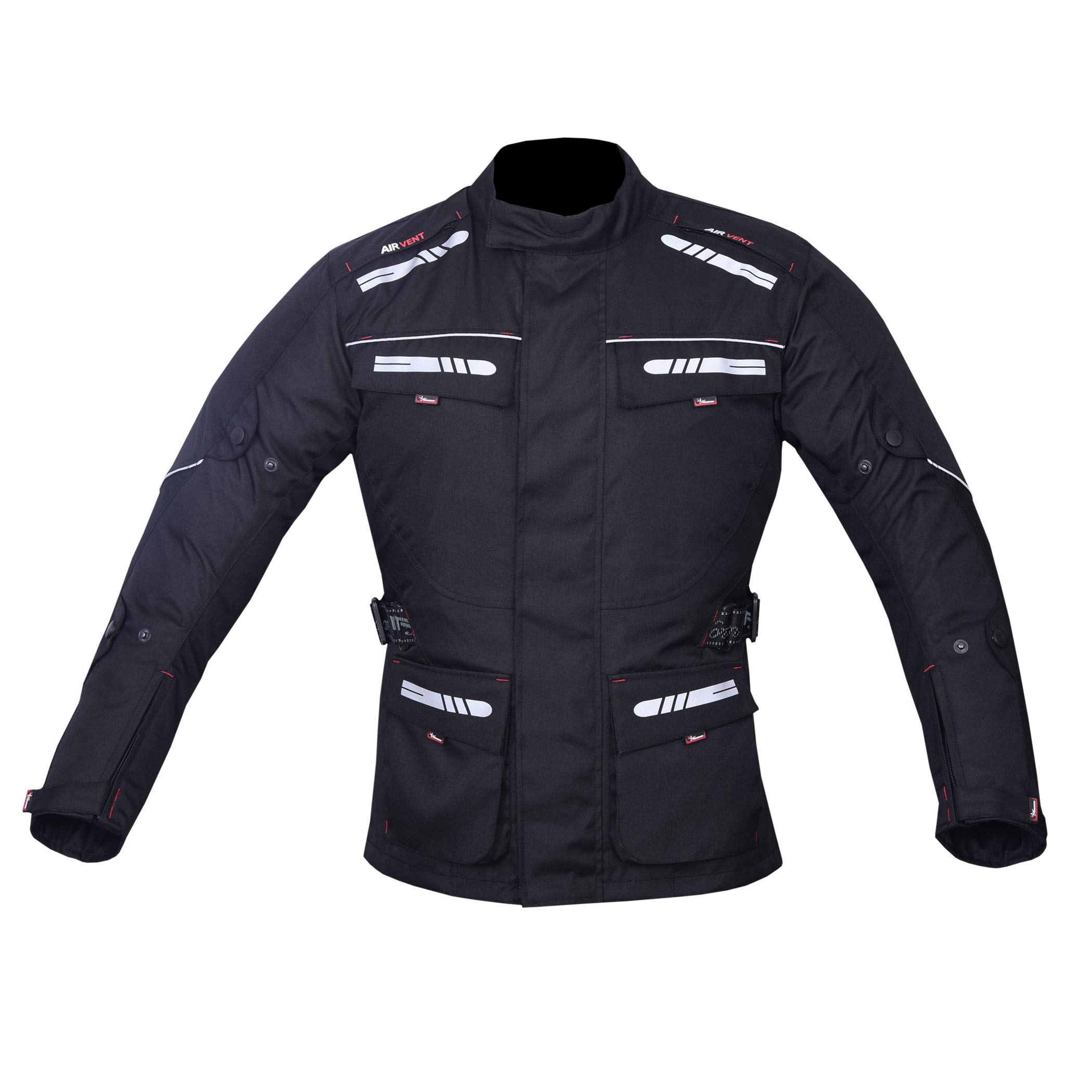 Norman Men's Black Motorcycle Motorbike Jacket Waterproof Textile Ce Armoured Reflectors (As8, Alpha, M, Regular, Regular, )