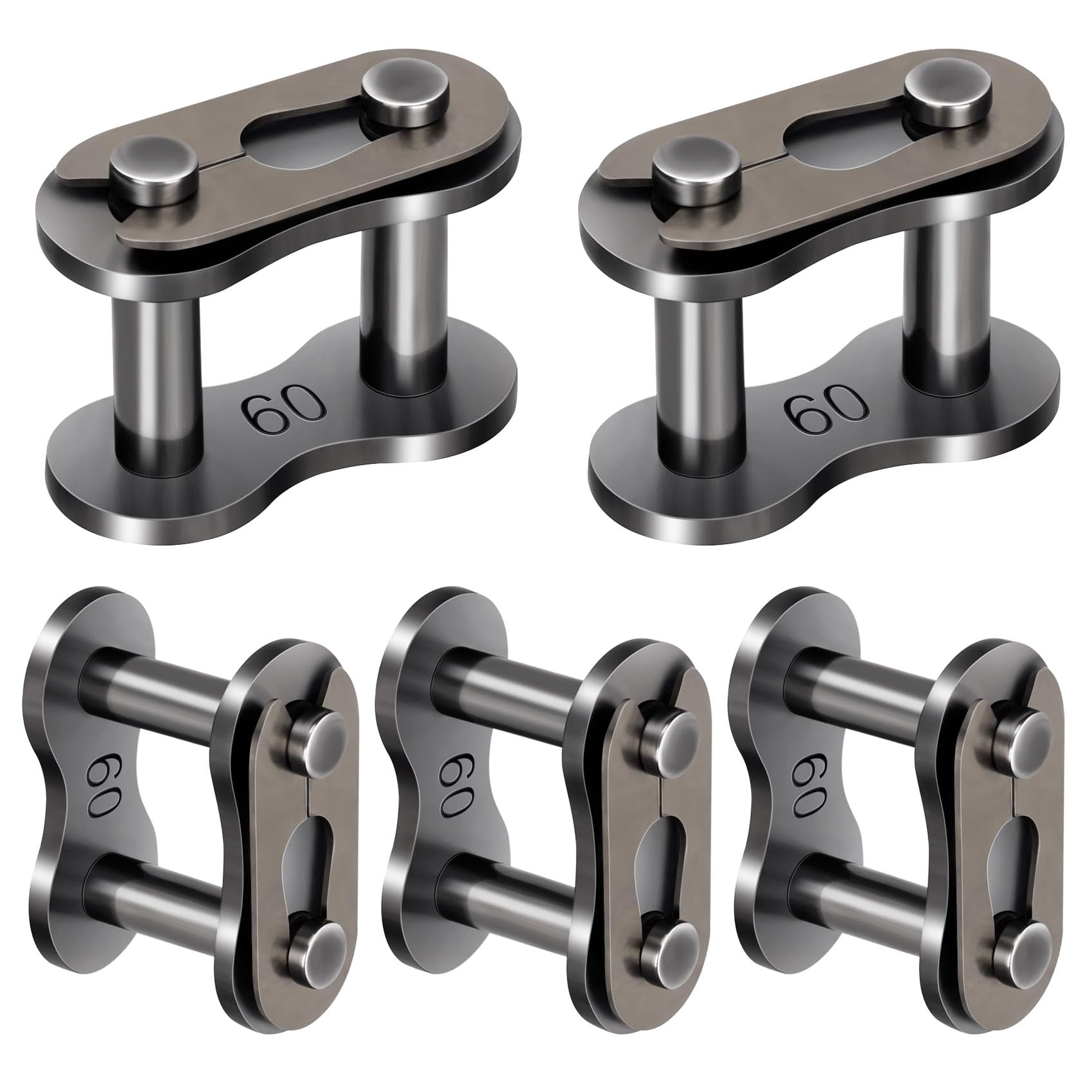 5pcs #60 Roller Chain Connecting Links Master Connector Link Carbon Steel Heavy Duty Standard Links for Bycicles, Mini Bikes, Motorcycles, Go-Karts, Agricultural Machine Tractors Snow Remover