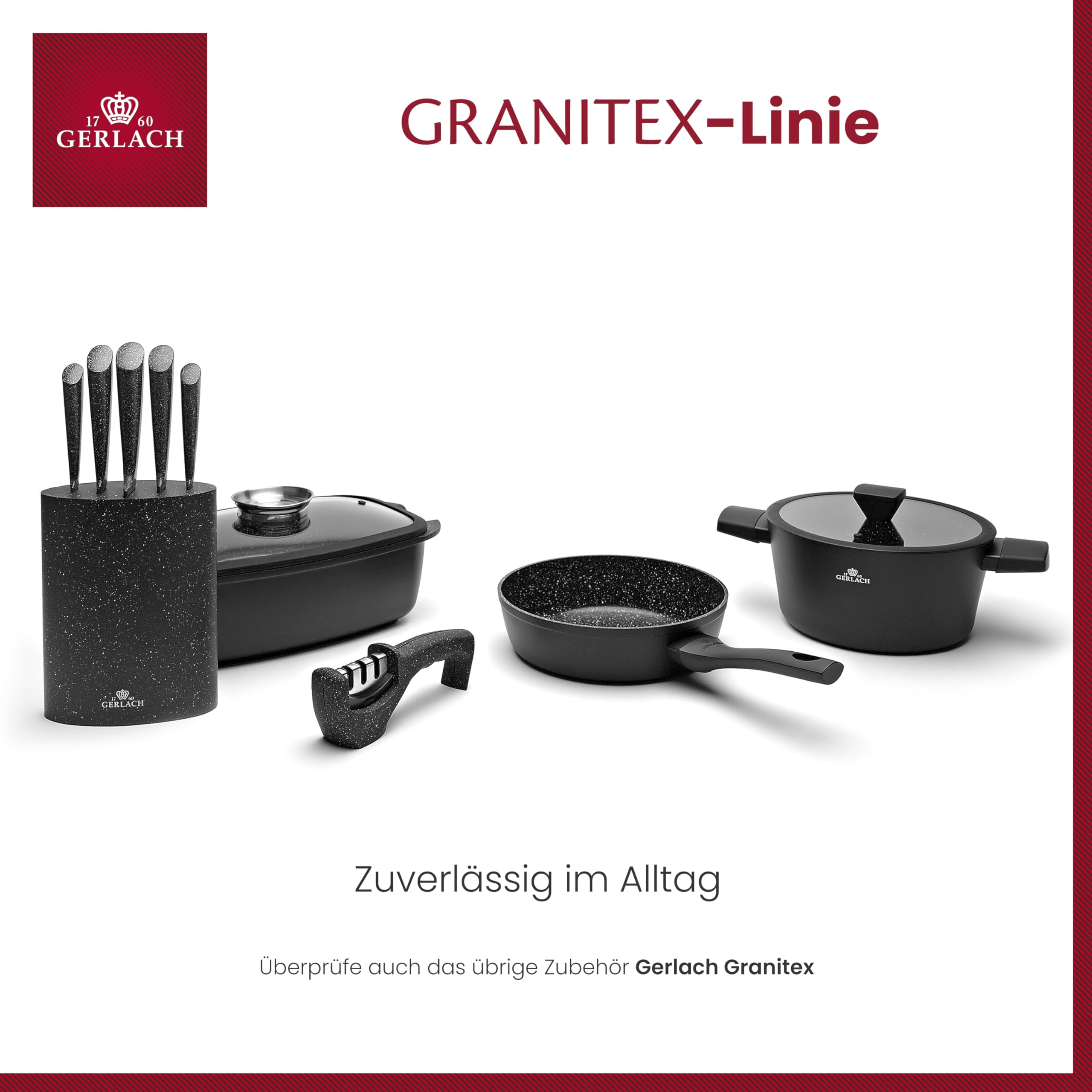 Gerlach Granitex Bräter Mit Deckel Für Induktion Backofen Topf Schmortopf Bratentopf Backofengeeignet Töpfe Pfannen 32 Cm 5,6 L, Sc Schwarz