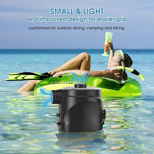 Miniatura 7 de Electric Air Pump for Mattress, Battery Powered Portable Airbed Camping inflatables Paddling Pool Beach Toys, Inflate Deflate air Pumps with 3