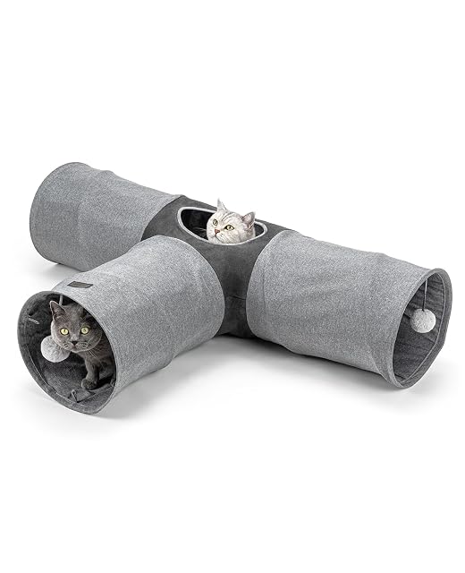 Lionto Túnel para Gatos de 3 Vías con Pelota de Juego, 30x120x80 cm