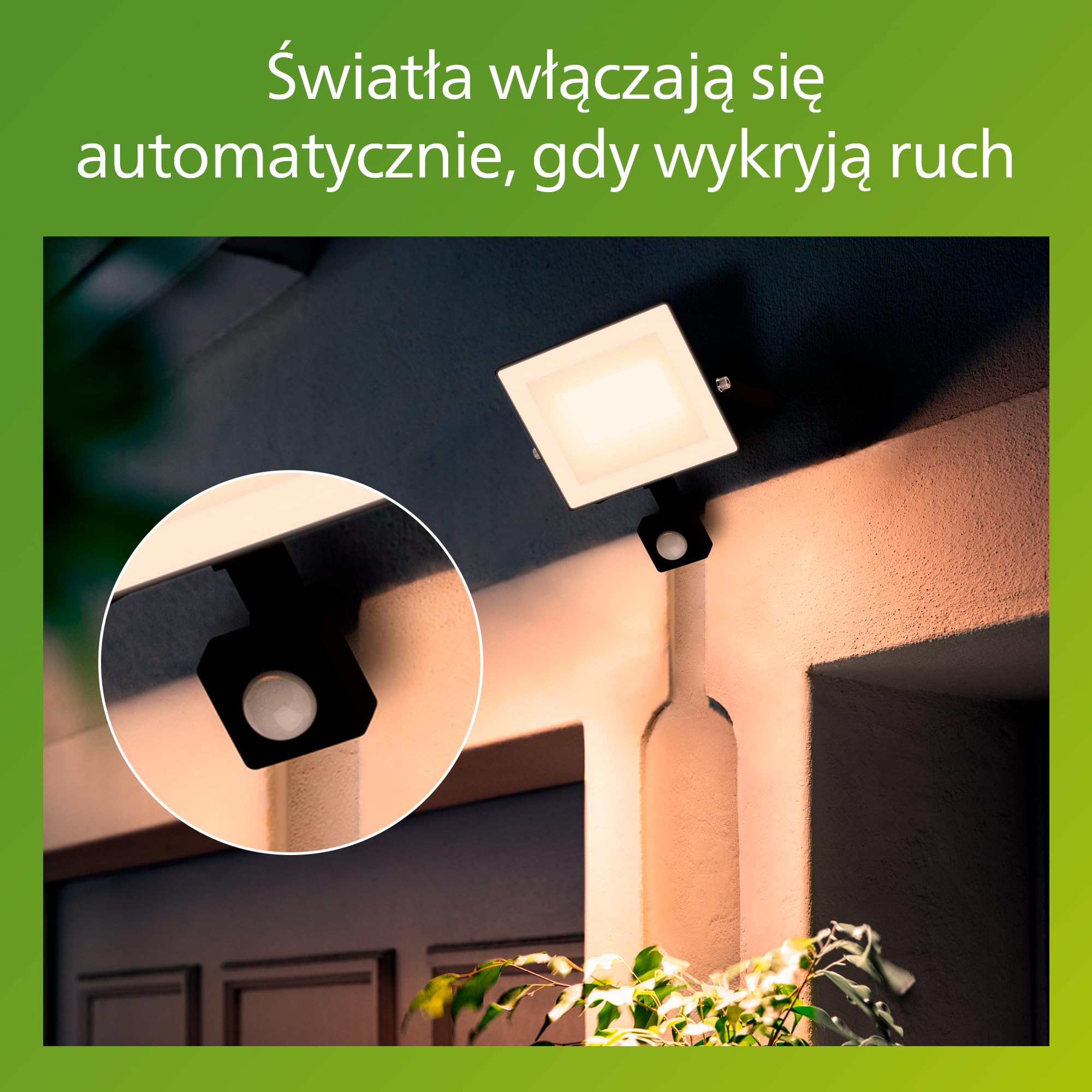 Philips Lois Zewnętrzna Lampa Floodlight z Czujnikiem, 30 W, 3000 K, Czarna