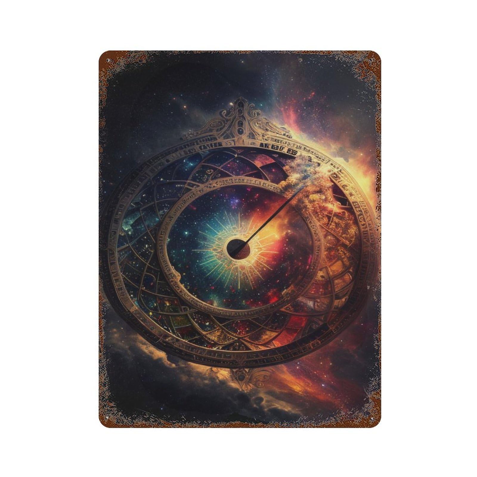 Artistic Infinity Compass Rust Effect Tin Sign 15.7"x11.8", Farmhouse Wall Decor for Living Room, Hallway And Home Decor