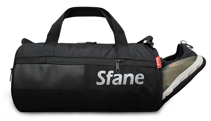 Sfane Gym Bags for Men with Separate Shoe Compartment Sports Gym Bags for Women Unisex Duffle Bags for Gym for Carry & Travel Adjustable Duffel Bags Sports Bag - Black