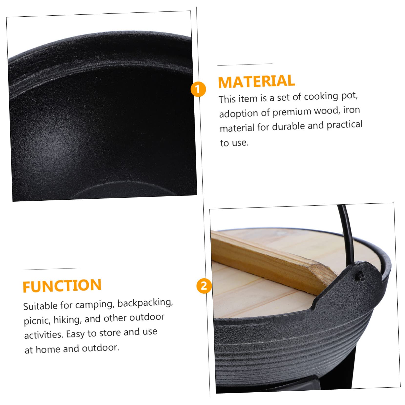 COLLBATH 1Set Hot Pot Cast Pot Multifunctional Outdoor Saucepan with Stove Base for Camping Hiking and Picnics Lightweight Easy to Clean Cookware