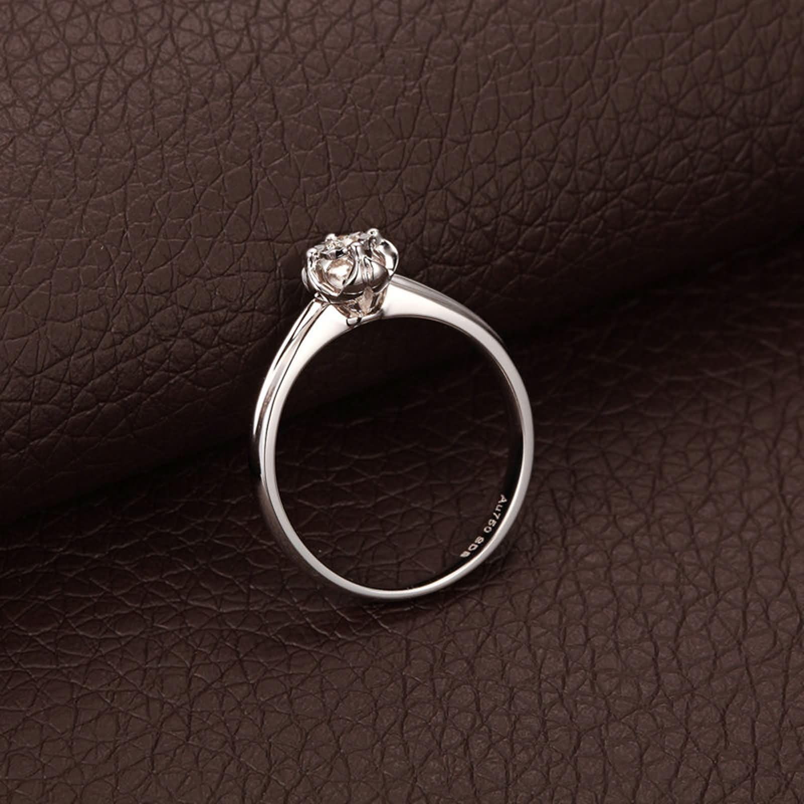 Obrączki ślubne Białe złoto 750 9K / 14K / 18K Kobieta, kwiat i okrągły diament 0,03 ct, srebrny pierścionek damski Fedina
