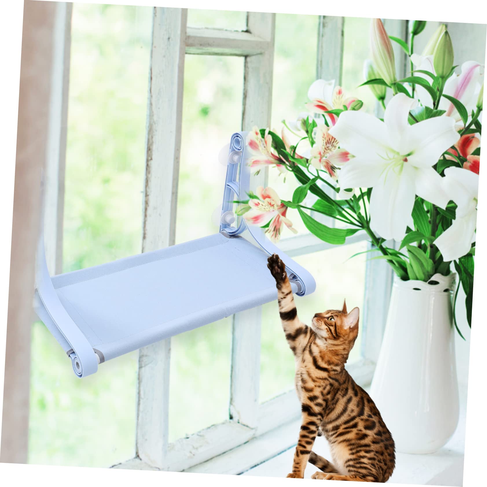 Katzenhängematte mit Saugnapf für Fenster, Blaues Katzenbett