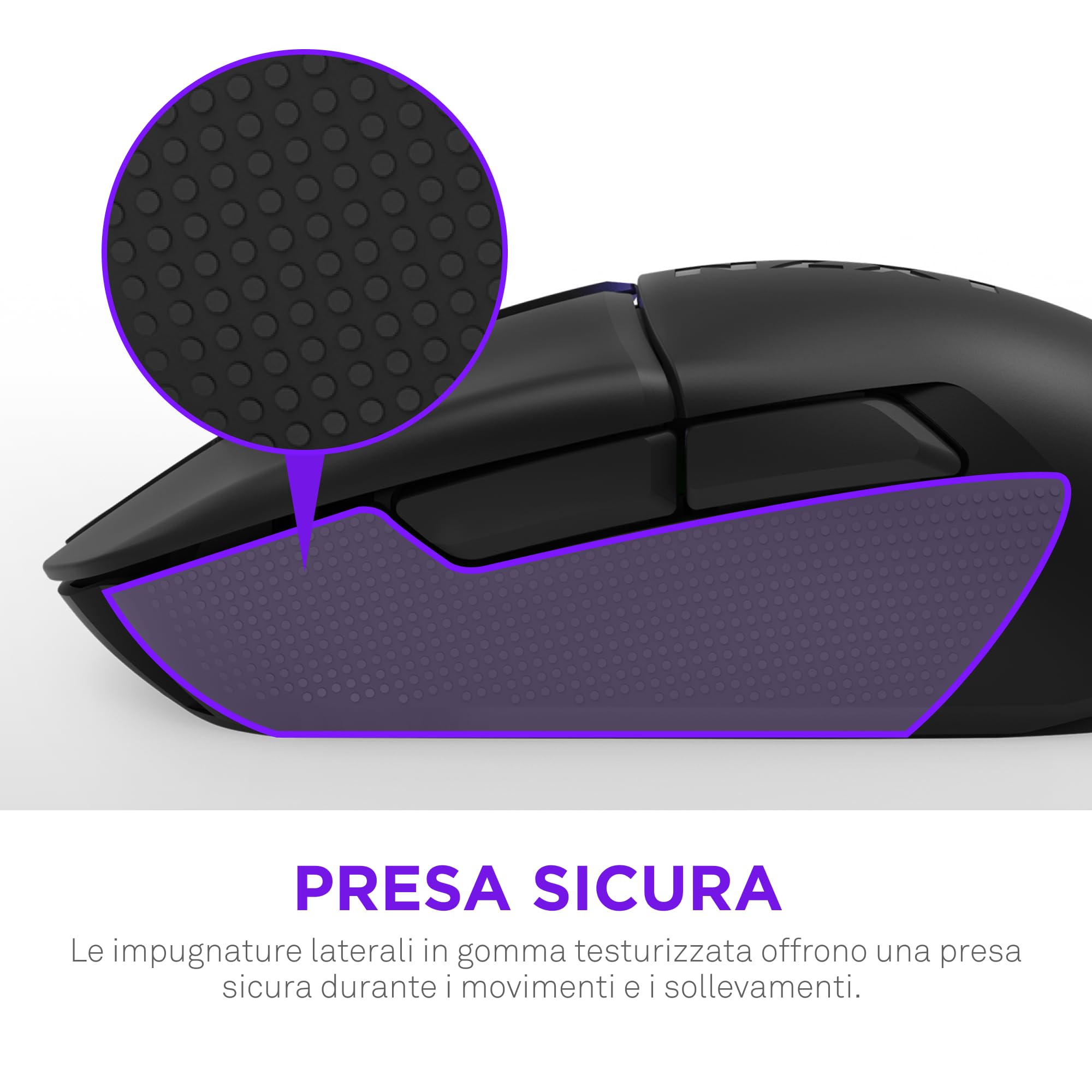NZXT Lift Elite Wireless Gaming Mouse – Ultra leggero 57 g – 4K/8K Polling Rates, Switch ottici, Sensore ottico 26K DPI – Lunga durata della batteria – Grip laterali in gomma – Nero