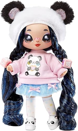 Miniatura 3 de Na! Na! Surprise Family - Juego de muñecas suaves con 2 muñecas de moda y 1 panda para mascotas, cuenta con 12 accesorios, muñecas de pelo largo en