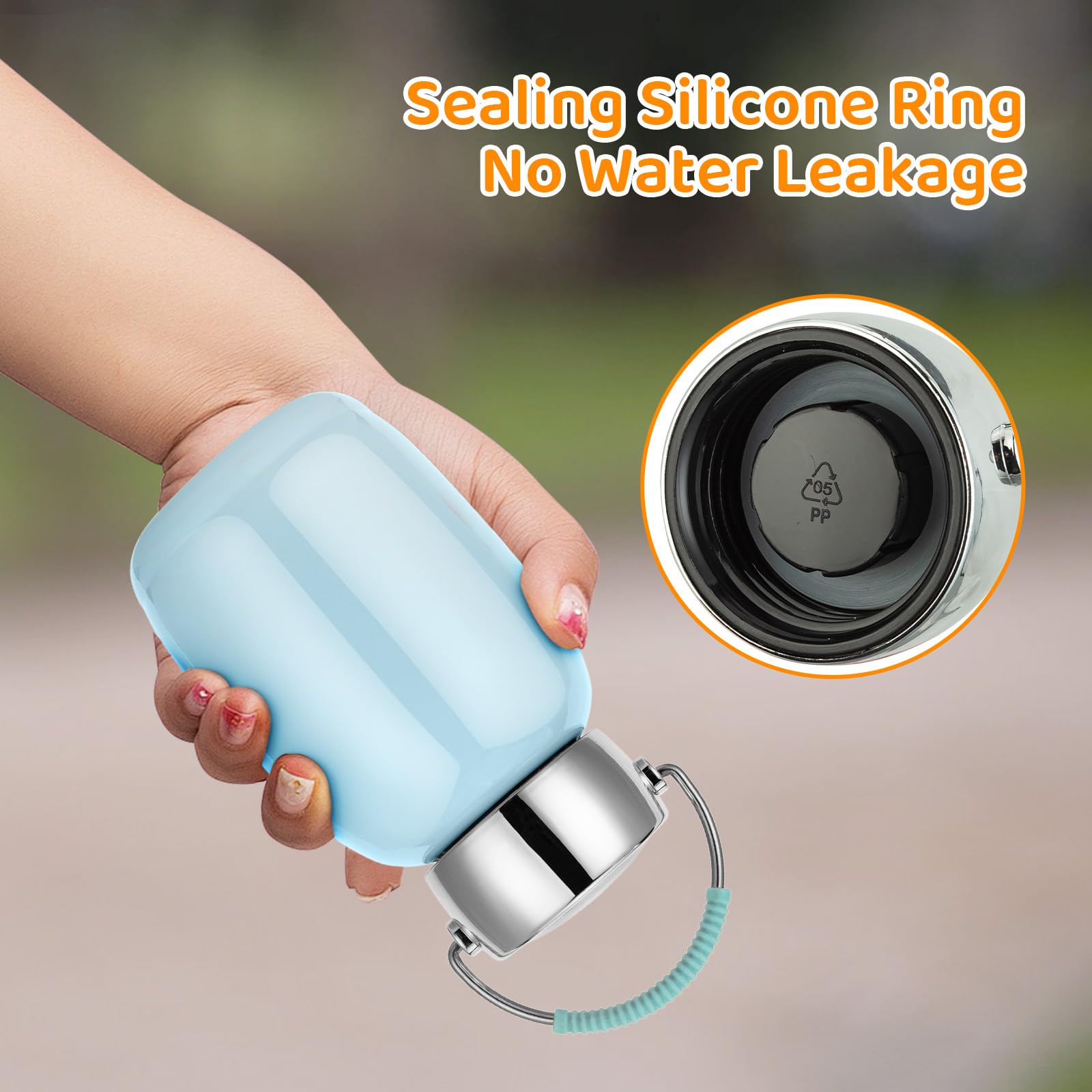 XUDREZ Mini Insulated Stainless Steel Water Bottle,9oz/260ml Small Vacuum Metal Water Bottle Leak Proof Flask for Sports Juice Milk Tea Vacuum Hot and Cold Water Coffee Bottle Blue - Image 4
