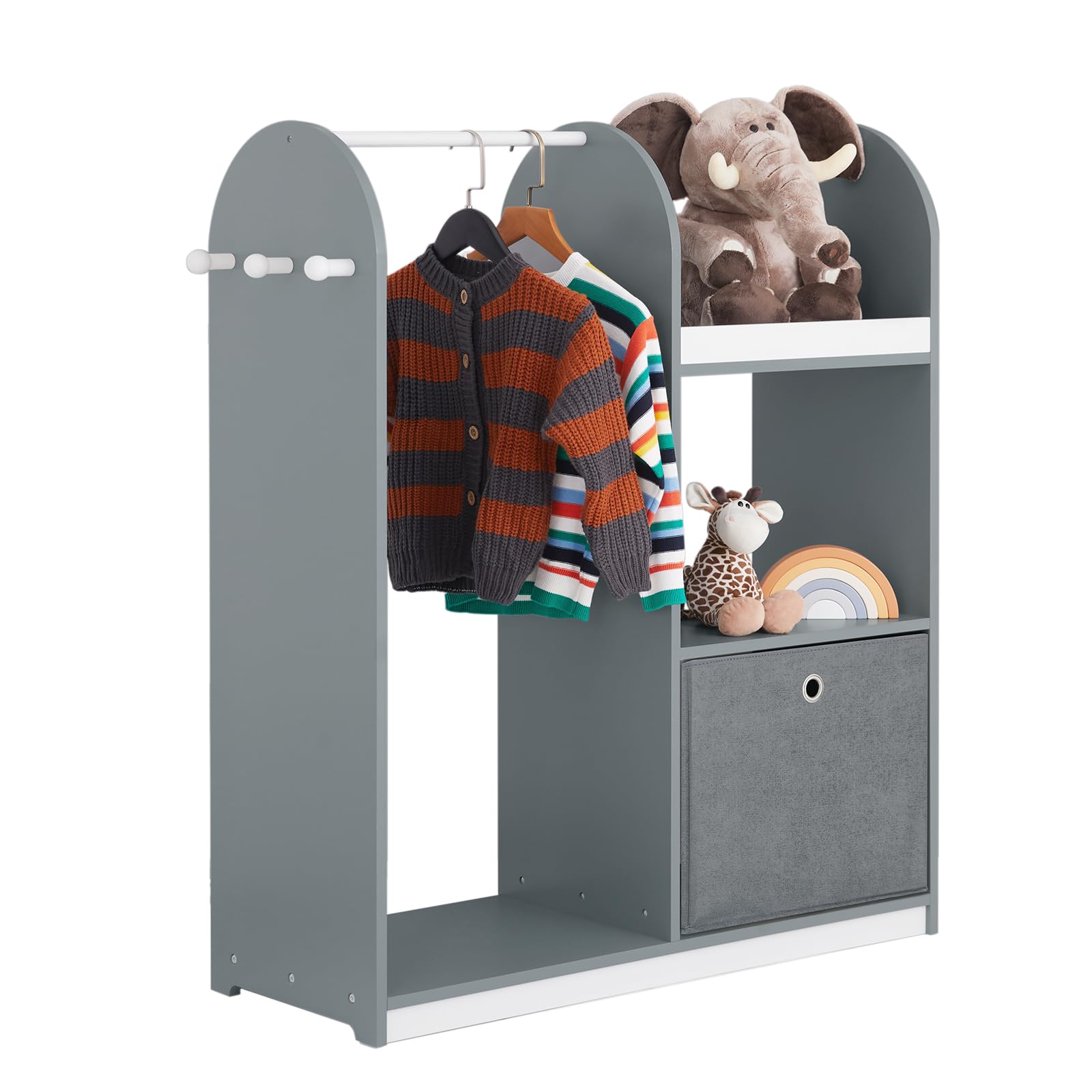 SoBuy Kids Wardrobe with Hanging Rail Grey