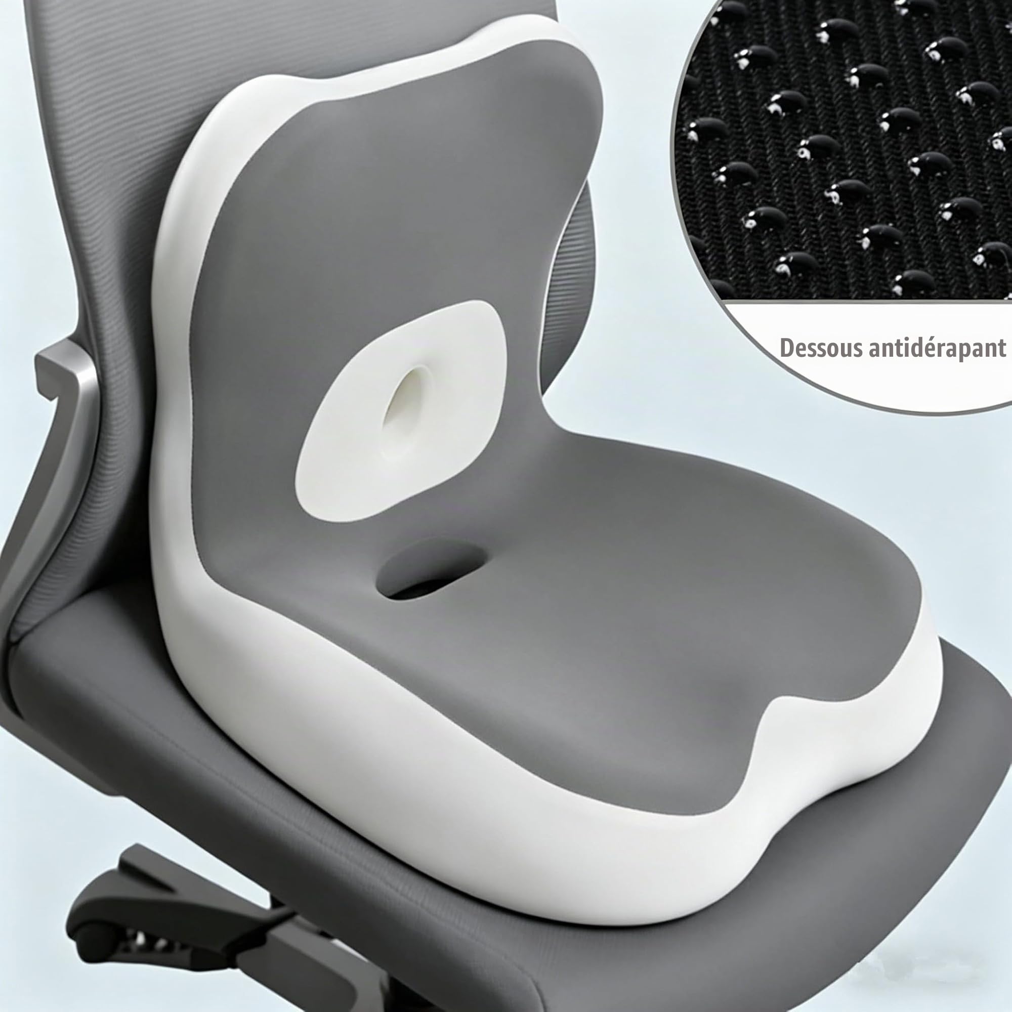 Coussin d'assise orthopédique avec Dossier, Grand Coussin d'assise Ergonomique en Mousse à mémoire de Forme, Coussin de Coccyx Confortable pour la Maison, la Voiture, Le Fauteuil Roulant et