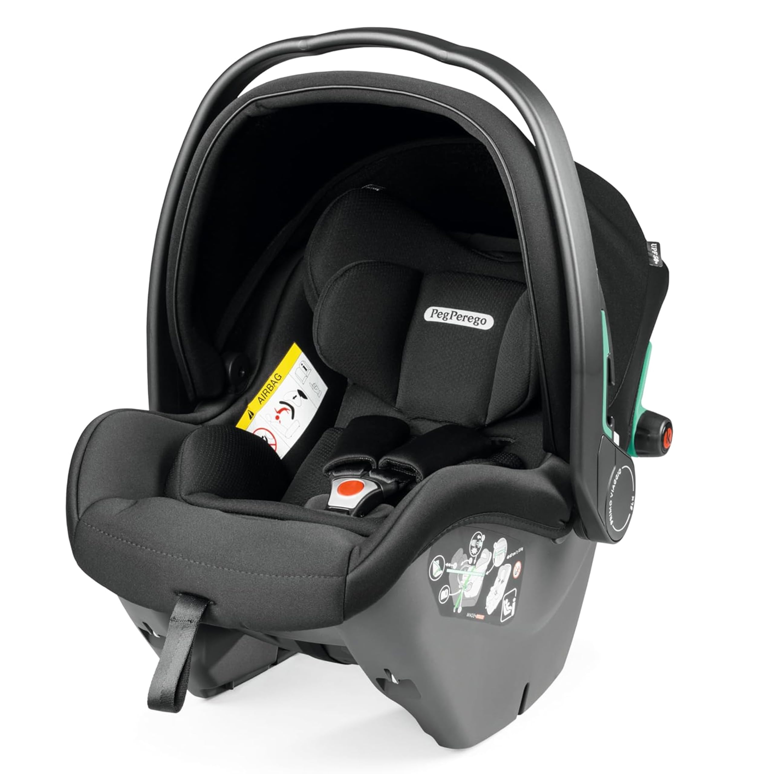 PEG Primo Viaggio SLK - Seggiolino Auto Neonato ISOFIX (40-87 cm), 0-15 Mesi, 0-13 kg, Premiato nei Crash Test, Capottina UPF 50+, Seduta Imbottita, Protezioni Laterali, Onyx