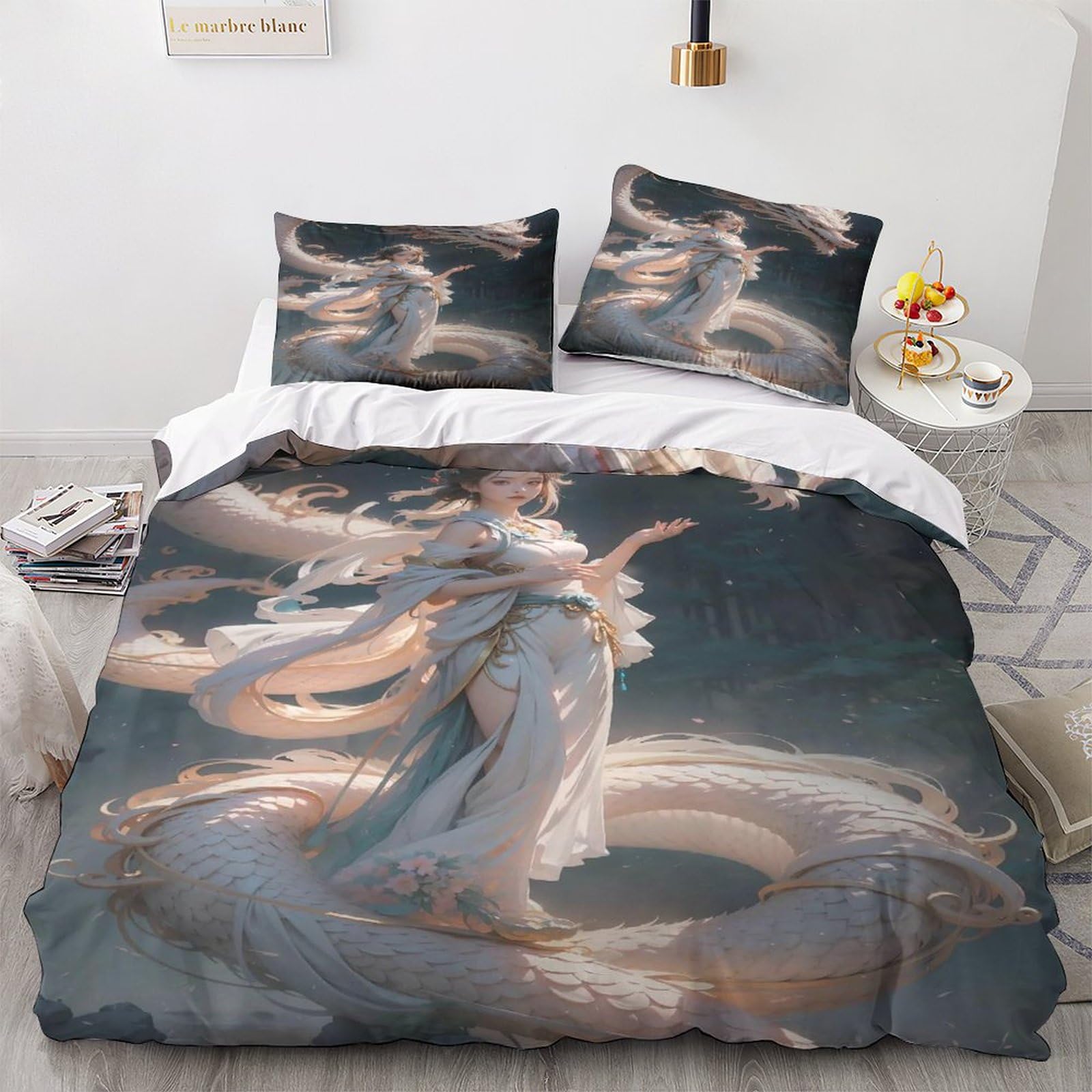 Opsrey Dragon-4 Dragon Colorful Bedding Set Hidden Zipper Dragon King Duvet Cover Set With Pillowcases Quilt Cover Set Soft Microfiber Comforter Cover Various Sizes For Kids Adults Double（200X200cm）