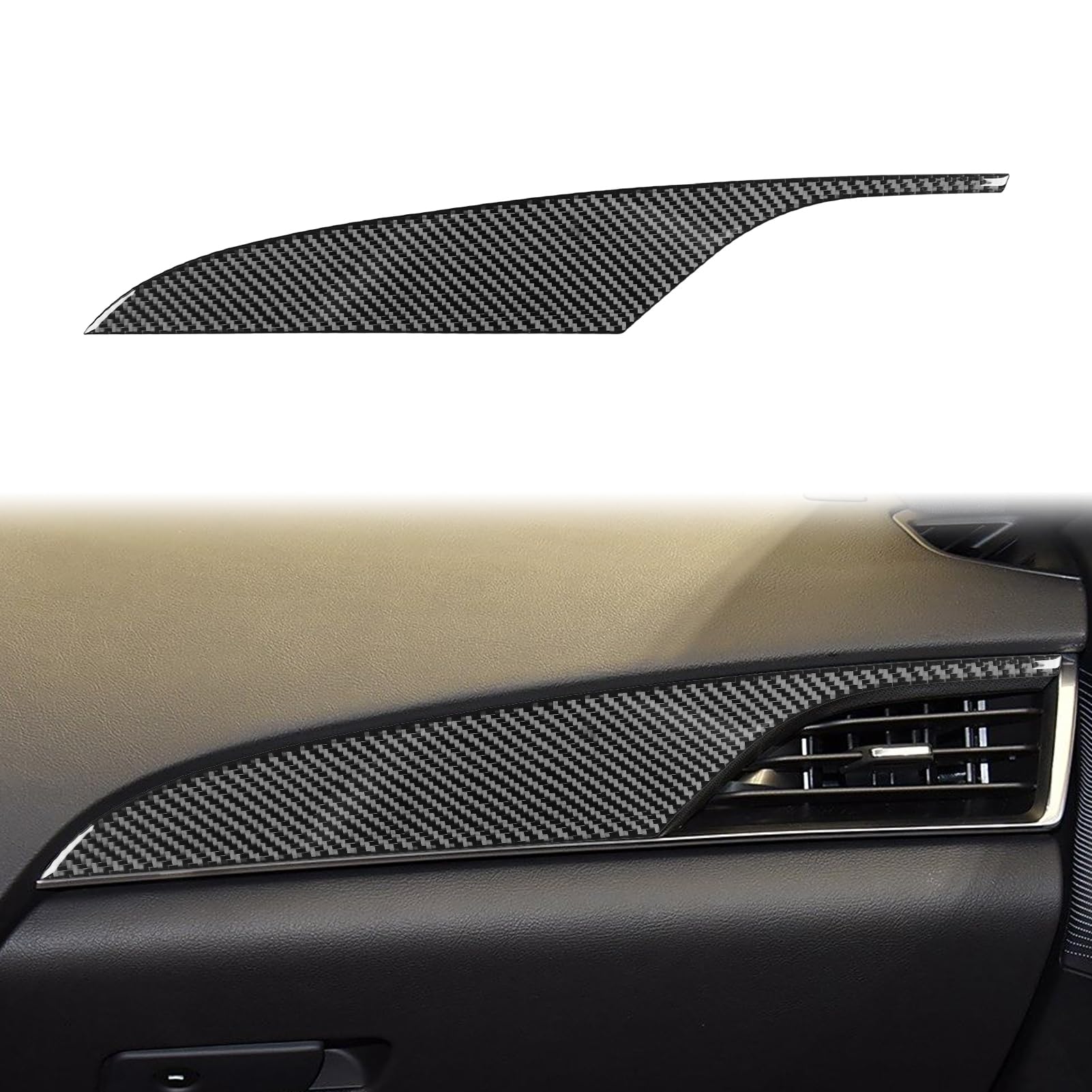 Auto Dashboard Co-Pilot Trim Strip Decal Premium Sticker Real Quality Soft Carbon Fiber Interior Trim Accessories Compatible With Cadillac CT5/CT5-V/CT5-V Blackwing 2019 2020 2021 2022 2023 2024 Black