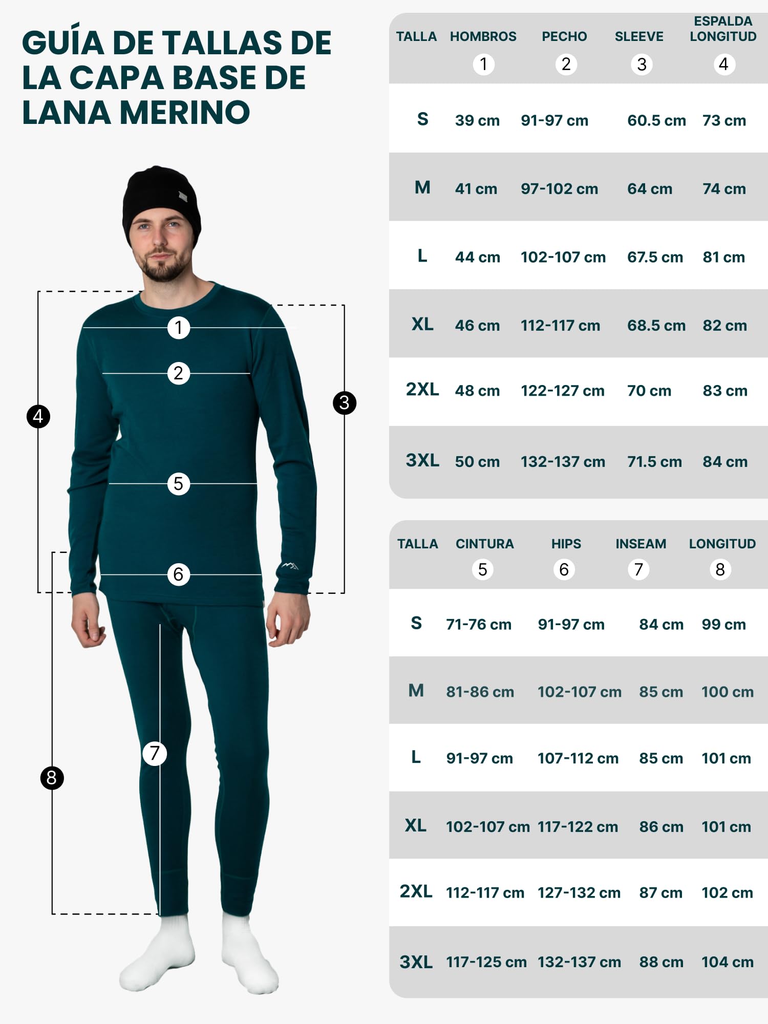 Merino.tech Conjunto Lana Merino Hombre - 100% Lana Merino con Calcetines (X-Large, Heather Grey)