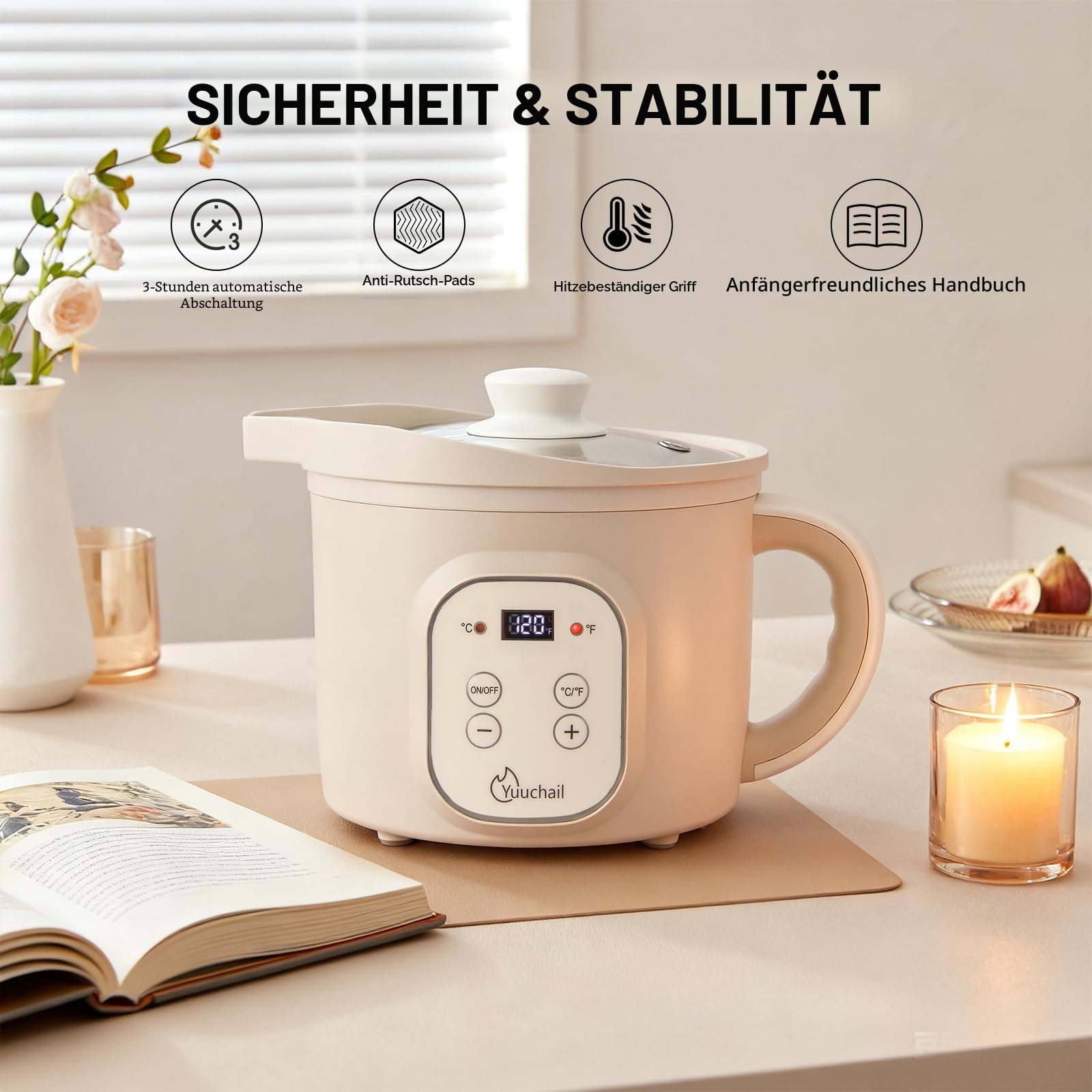 Elektrischer Wachsschmelzer mit Digitalanzeige, 1,5 l, 30–150 °C, automatische Abschaltung