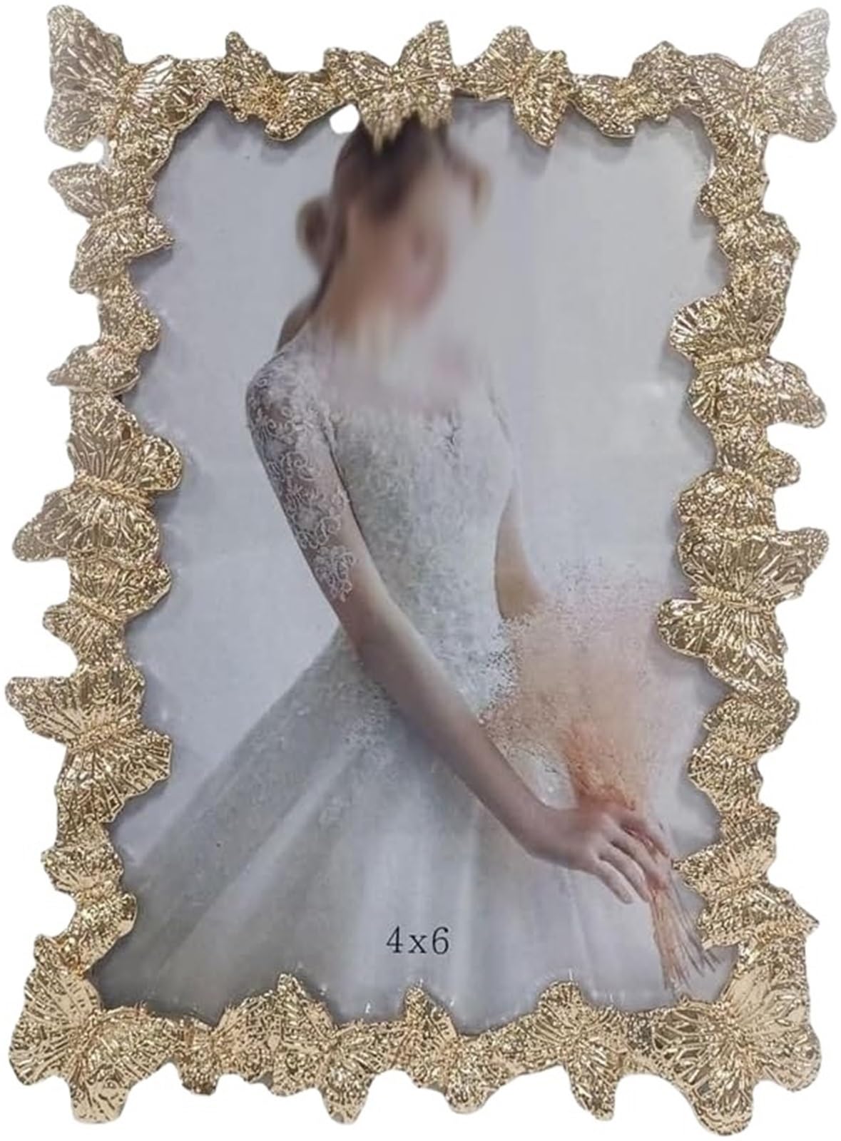 Light Gold Metal Photo Frame With A Table For Home Decoration(7inches)