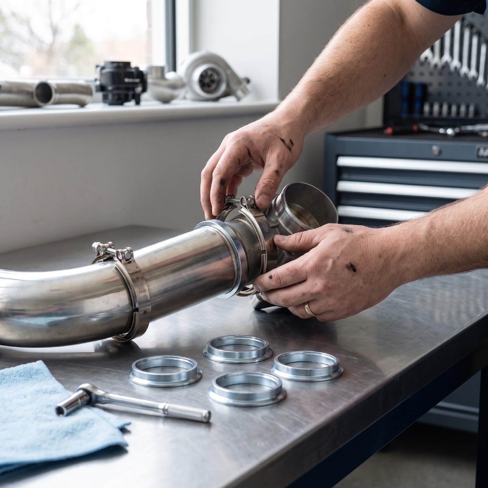 Cryfokt Auspuffschelle V Band Klemme 2,5 Zoll 63 Nm for Abgasanlage