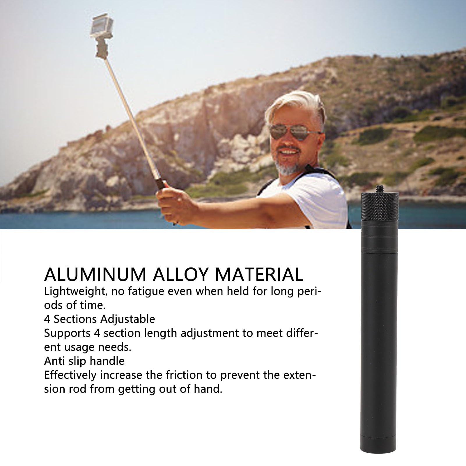 Extension Rod Lightweight Aluminum Alloy Stabilizer Extension Pole 4 Sections for Feiyu Stabilizers
