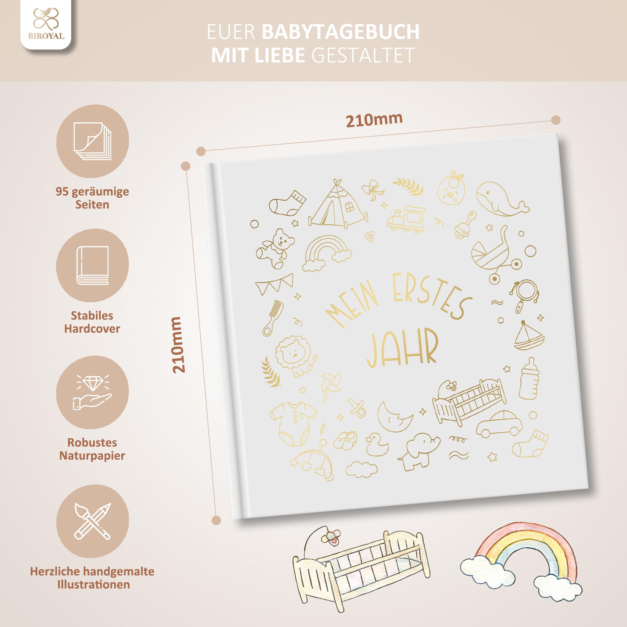 BIROYAL Baby Album, Grey, My First Year, Gray - Image 3