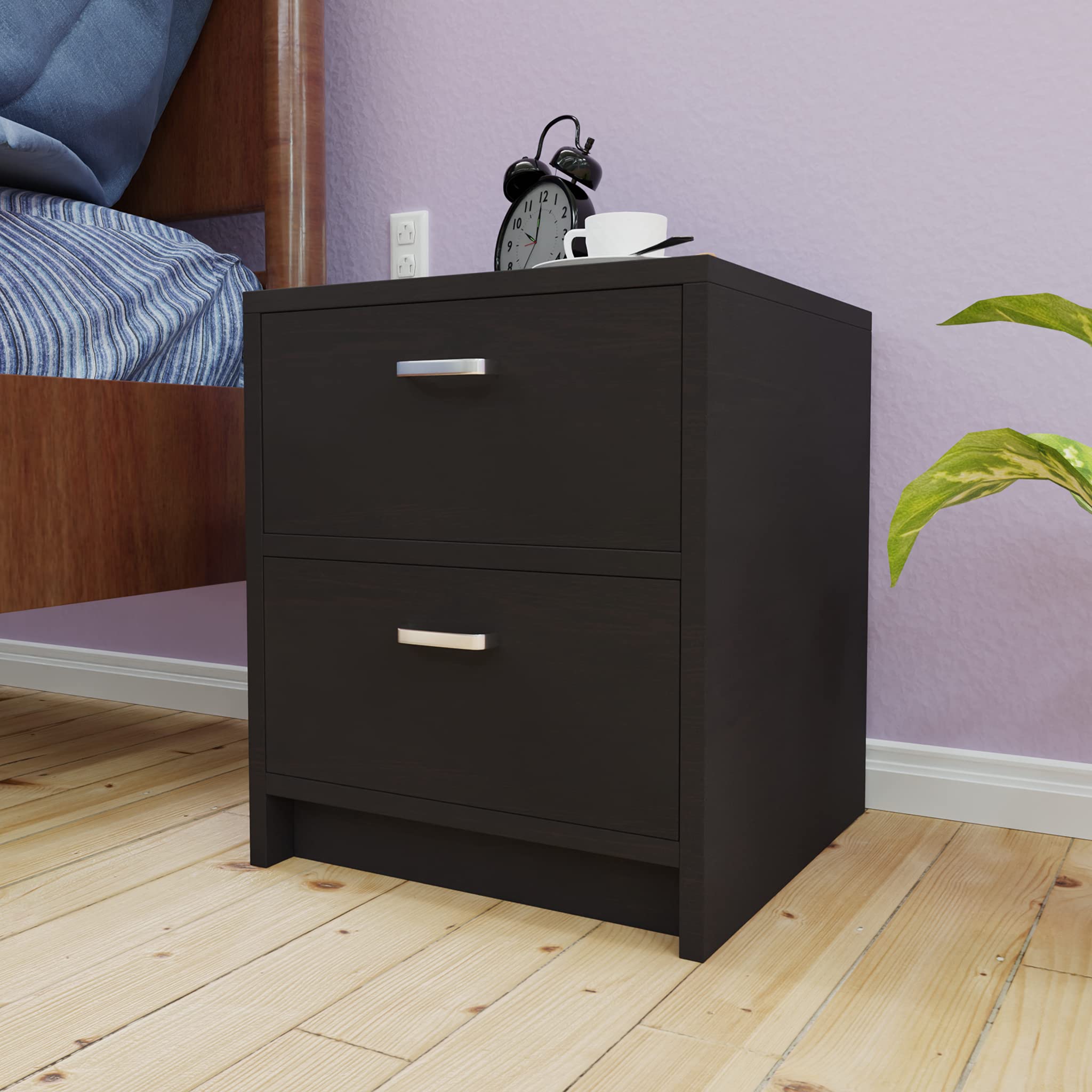VIKI Bedside Table(Wenge, Engineered wood, Suede finish) PUVIK-image-0