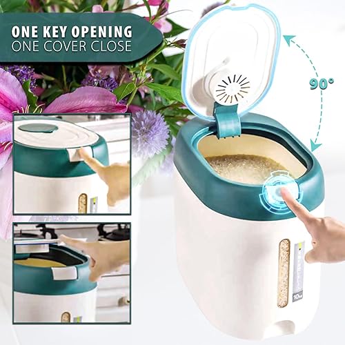 Miniatura 6 de HONEYBUZZ Contenedor de almacenamiento de arroz y granos para arroz, frijoles, cereales o alimentos para perros y gatos y más  Mantiene tu comida