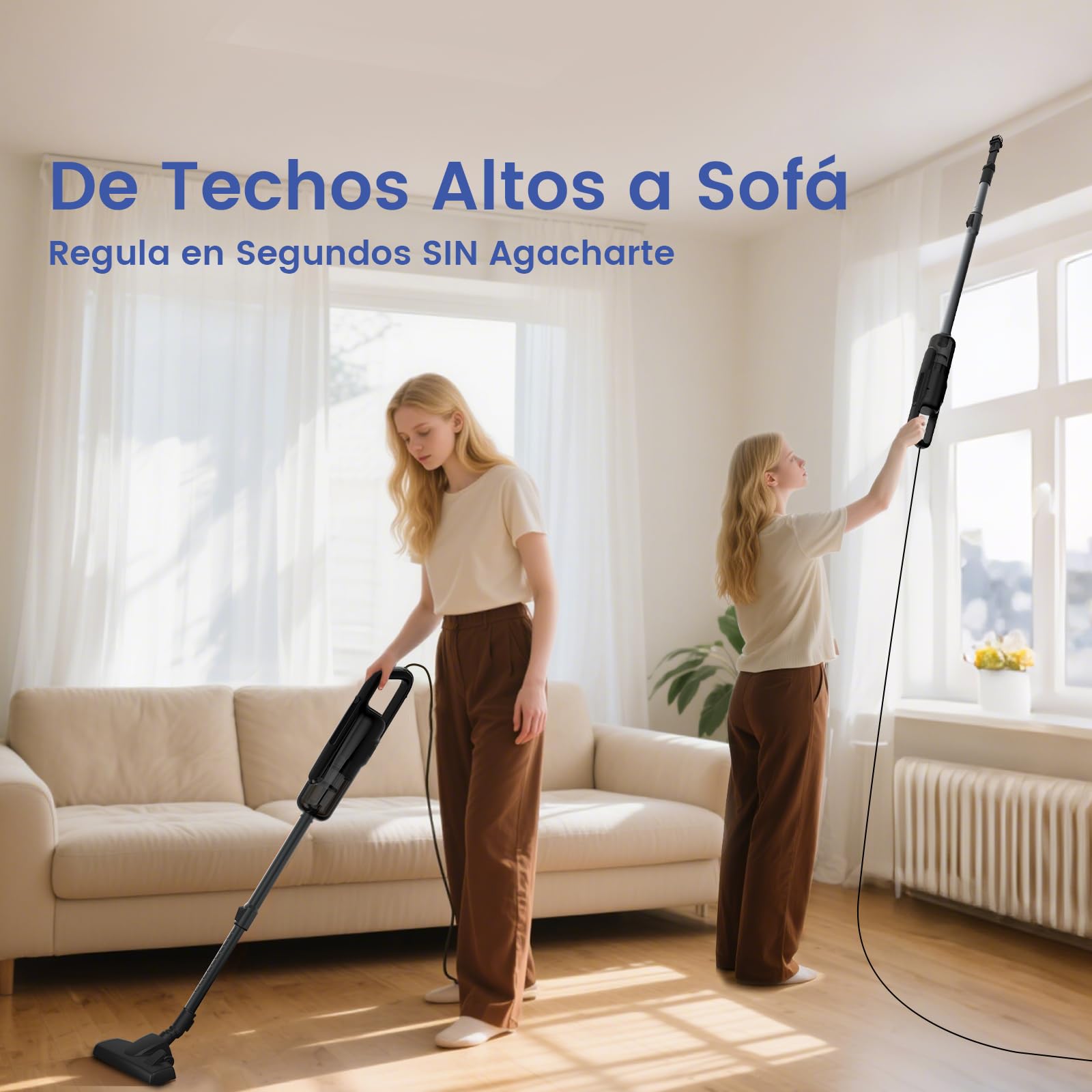 VersLife C8PRO Aspiradora con Cable 30KPA, Escoba Aspiradora de 5m, Potente y Ligera, Diseño Antienredos y Tubo Telescópico, para Pelos de Mascotas, Alfombras y Suelos