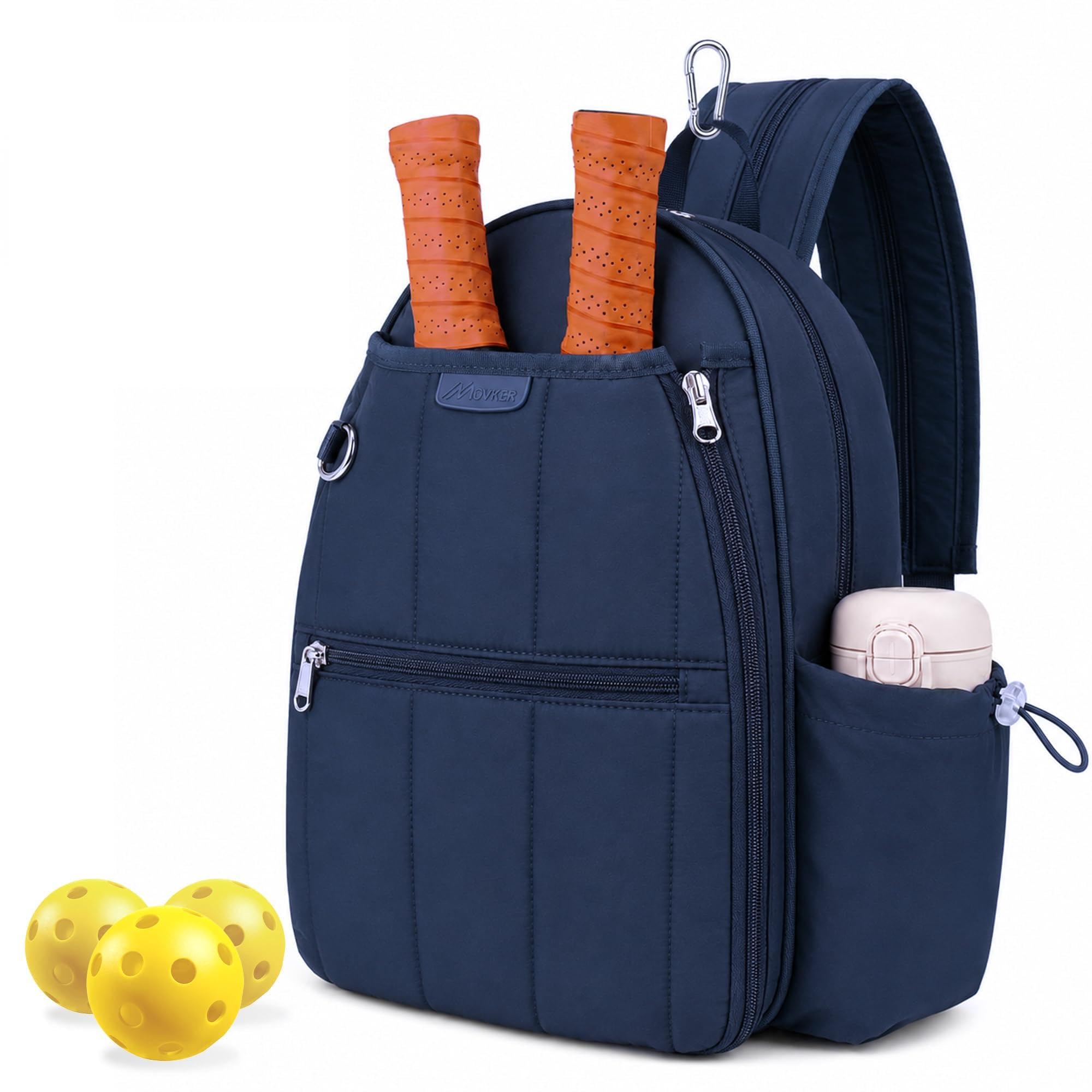 Movker Quilted Pickleball Bag for Women & Men Sling Crossbody Backpack Waterproof Pocket & Fence Hook Racket Bags