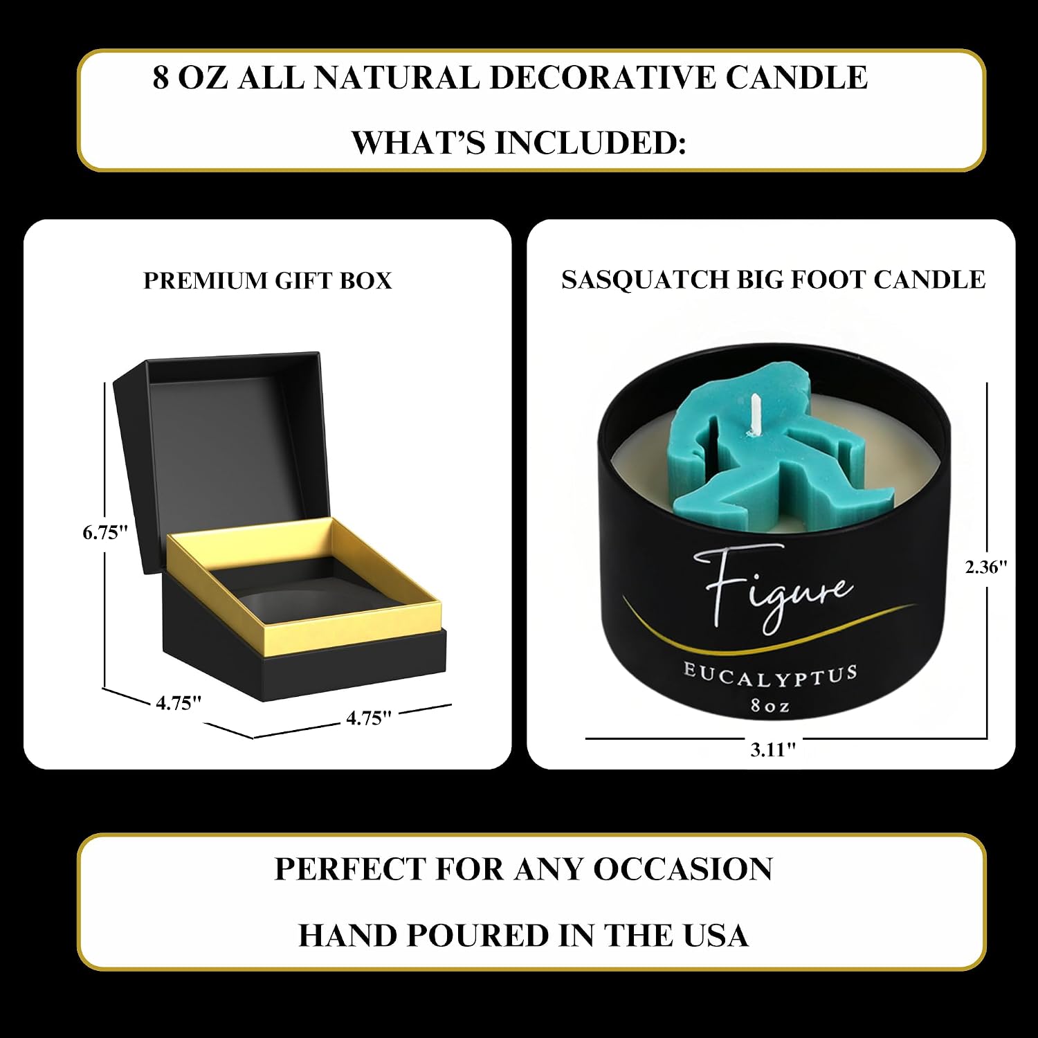 Bigfoot Candle – All Natural Eucalyptus Scented | Beeswax & Soy Wax Blend | Aromatherapy & Mosquito Deternet | Camping Sasquatch Gift | 100% Beeswax Wick | Premium Gift Box for Men & Women image 3
