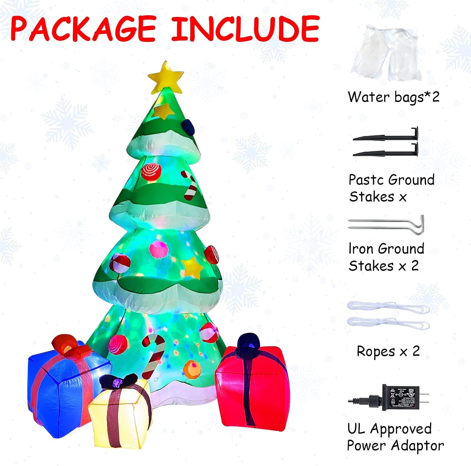 Rubikliss 8 FT Christmas Tree Inflatables Decorations, Blow Up Rotating LED Lights Xmas Trees with 3 Gift Boxes Inflatable Yard Decoration for Décor Holiday Xmas Party Indoor Outdoor Garden Lawn