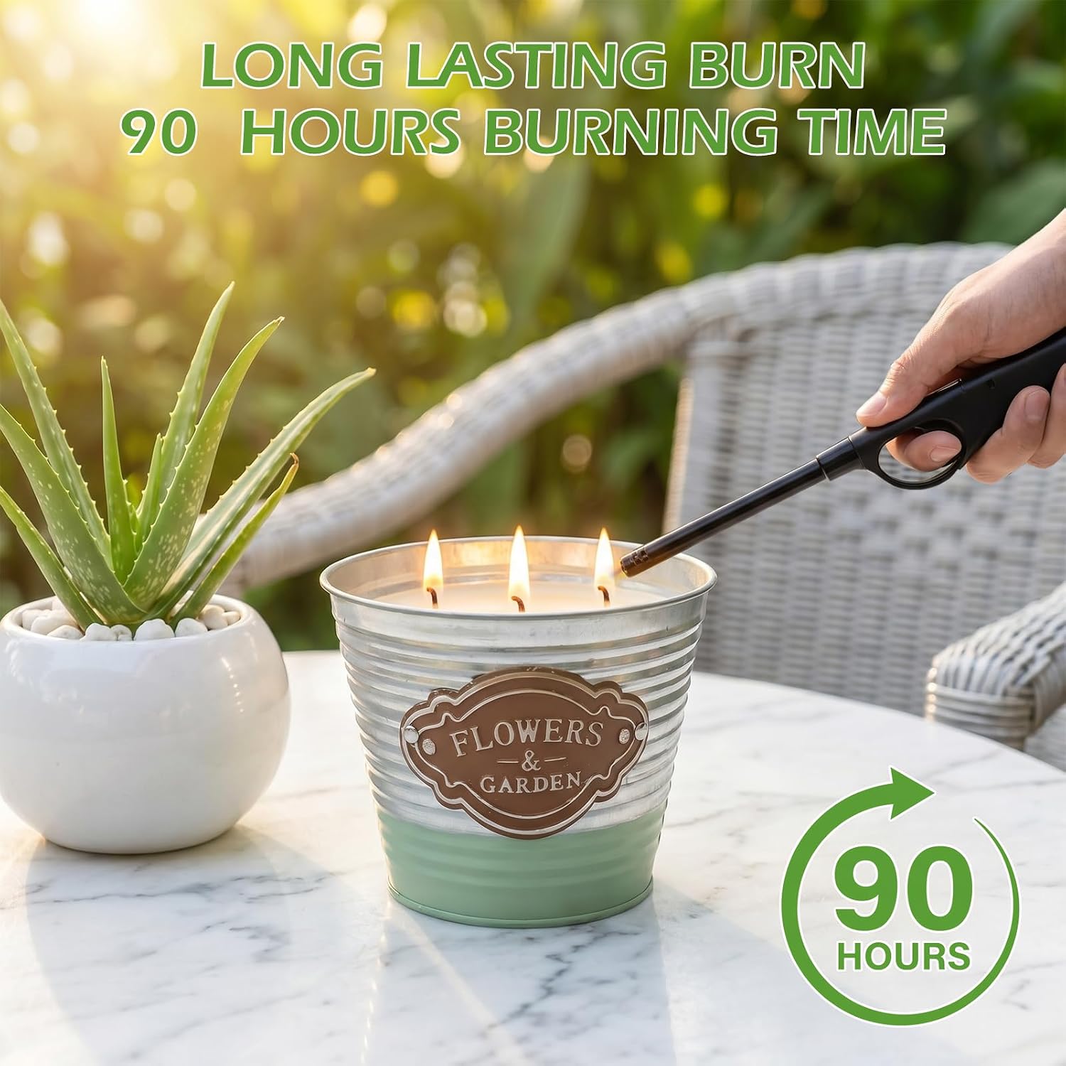 Citronella Candles Outdoor,3-Wick Large Citronella Candles,2 Pack