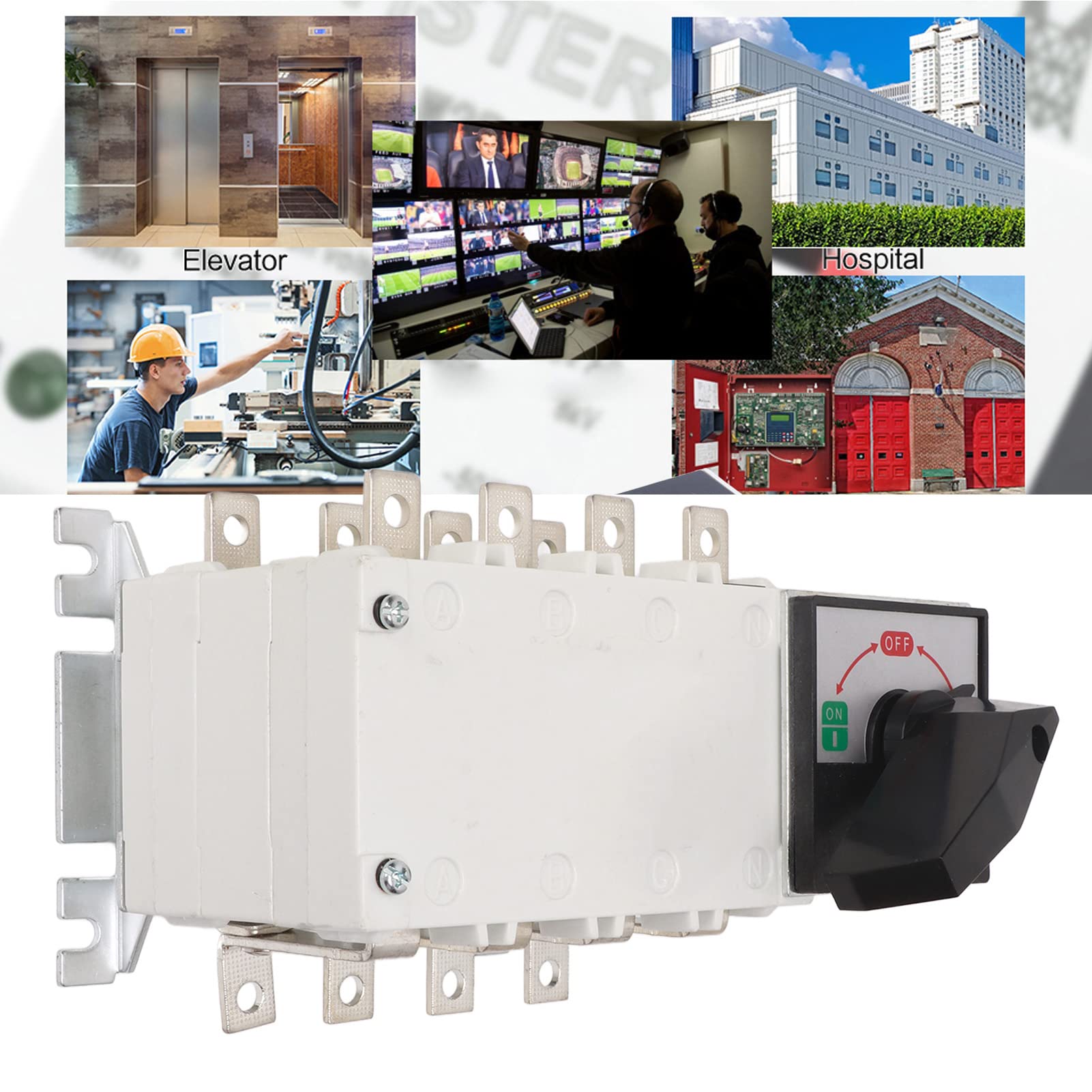 Walfront Interruptor de Transferencia de Potencia Dual 4p, Material de Retardante de Llama de PC, Diseño de Eje Extendido, Clasificación de 100 A para Edificios de Oficina y Lugares Públicos (80A)